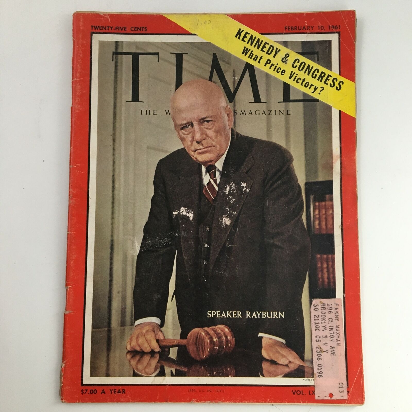 Time Magazine February 10 1961 Vol 77 #7 Speaker of the U.S. Sam Rayburn