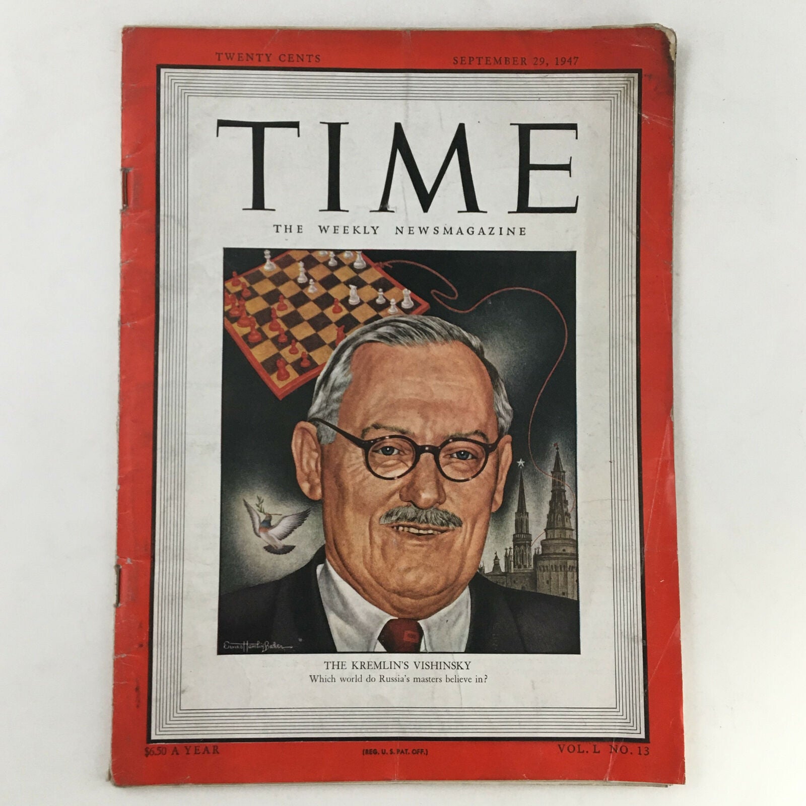 Time Magazine September 29 1947 Vol. 50 No. 13 The Kremlin's Vishinksky No Label