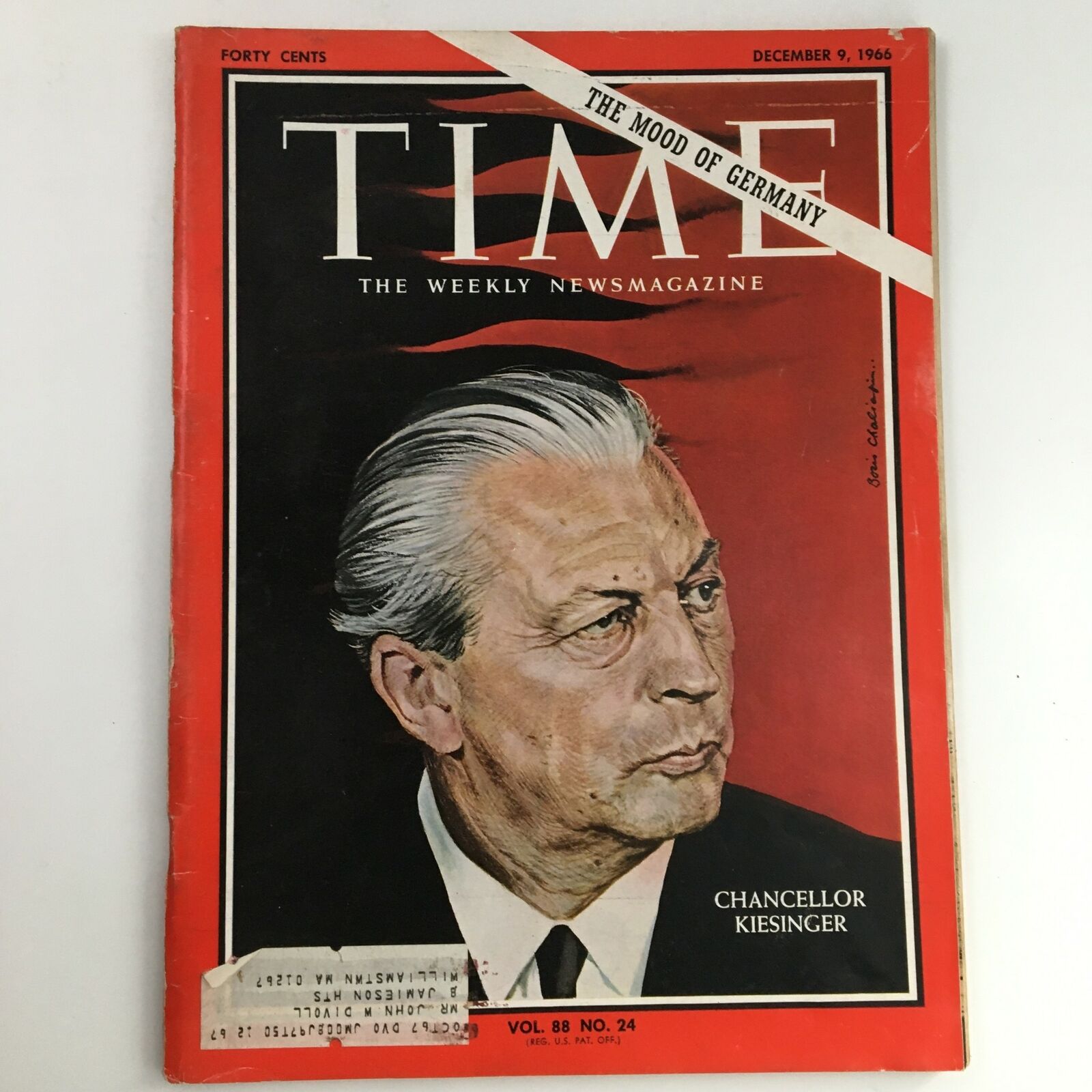 Time Magazine December 9 1966 Vol 88 #24 Germany Chancellor Kurt Georg Kiesinger