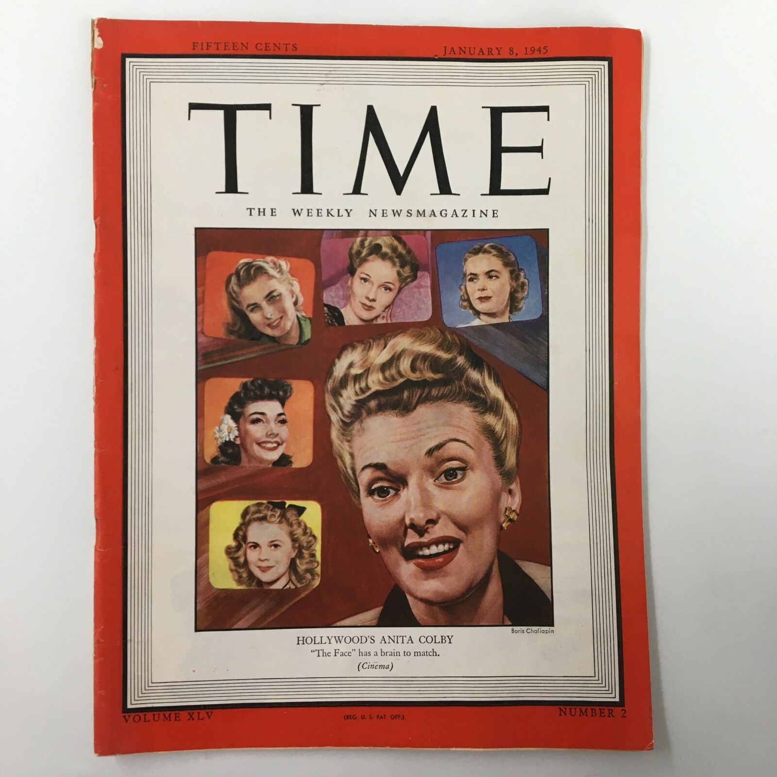 VTG Time Magazine January 8 1945 Vol. 45 No. 2 Hollywood's Anita Colby