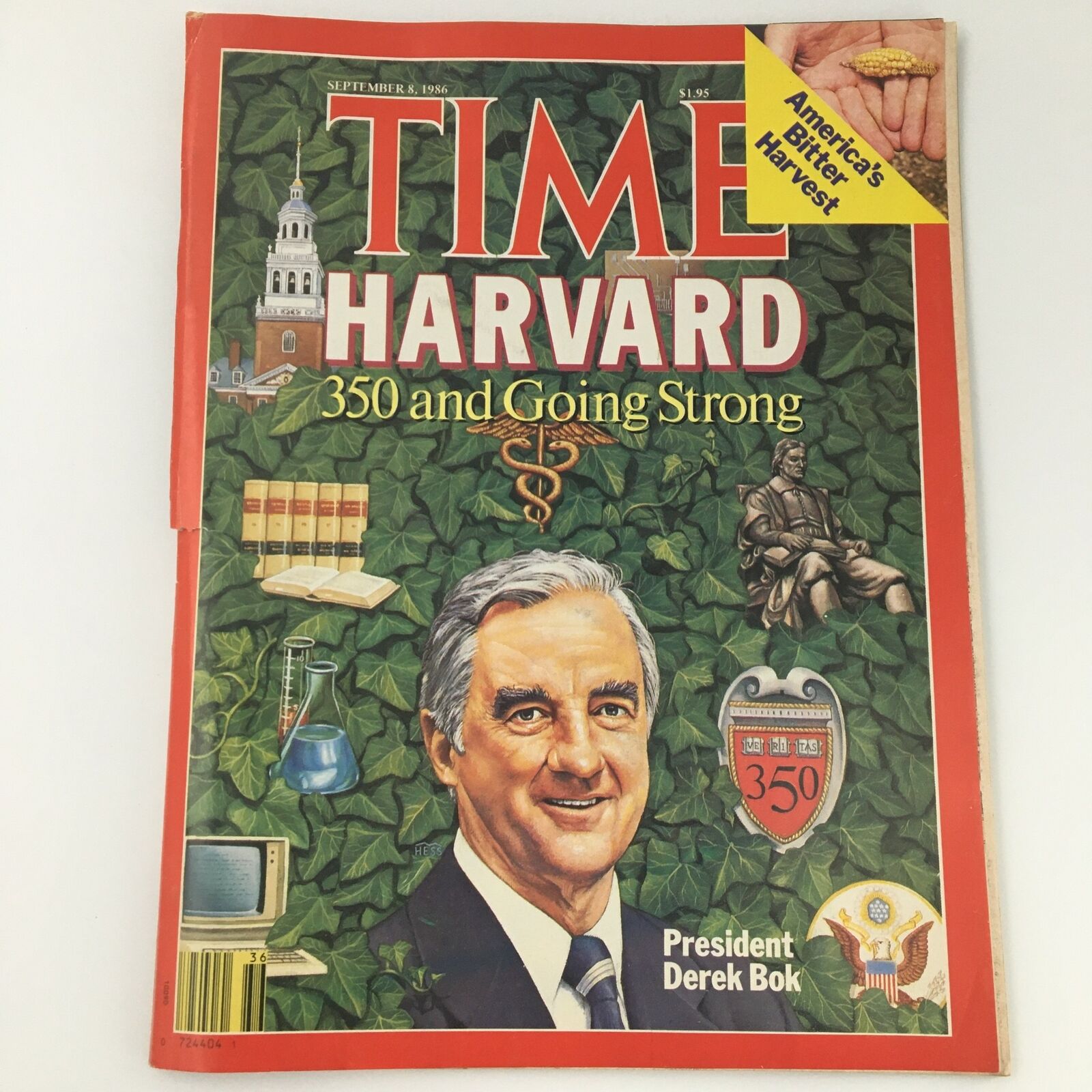 VTG Time Magazine September 8 1986 Harvard President Derek Bok Cover, Newsstand