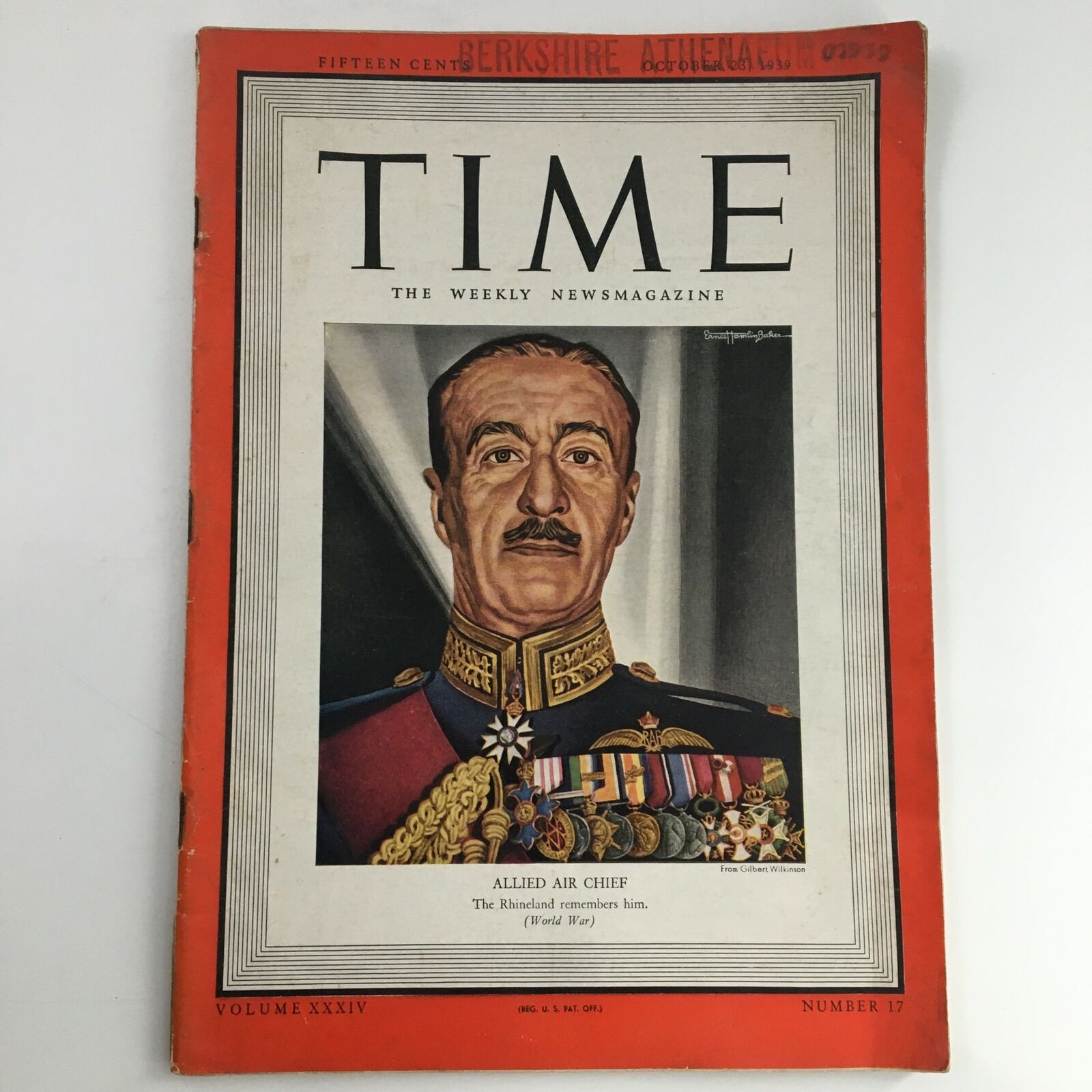 Time Magazine October 23 1939 Air Chief Cyril Newall 1st Baron Newall No Label