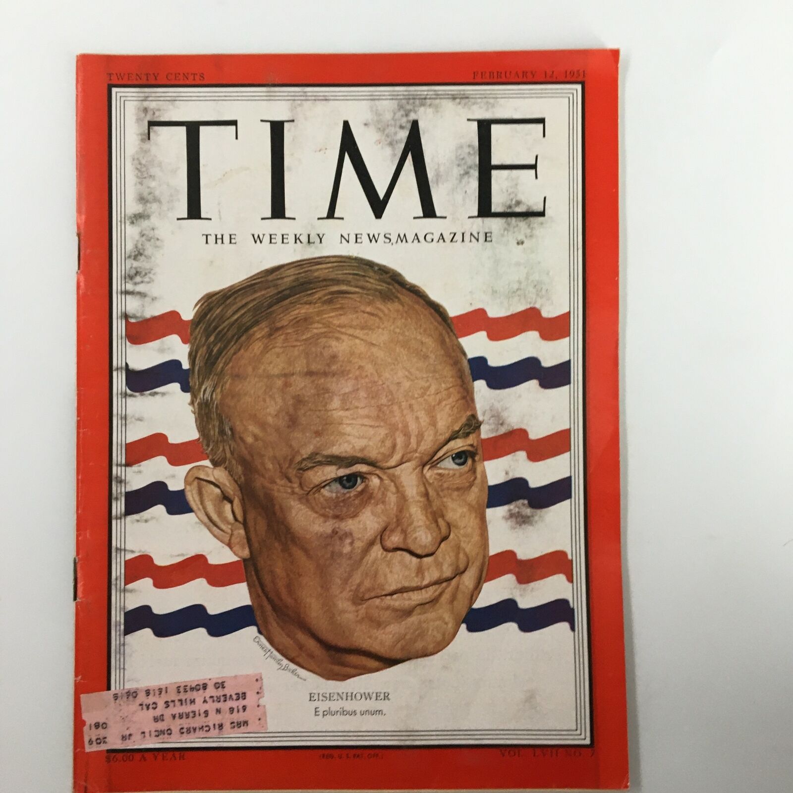 VTG Time Magazine February 12 1951 Vol. 57 No. 7 Dwight Eisenhower