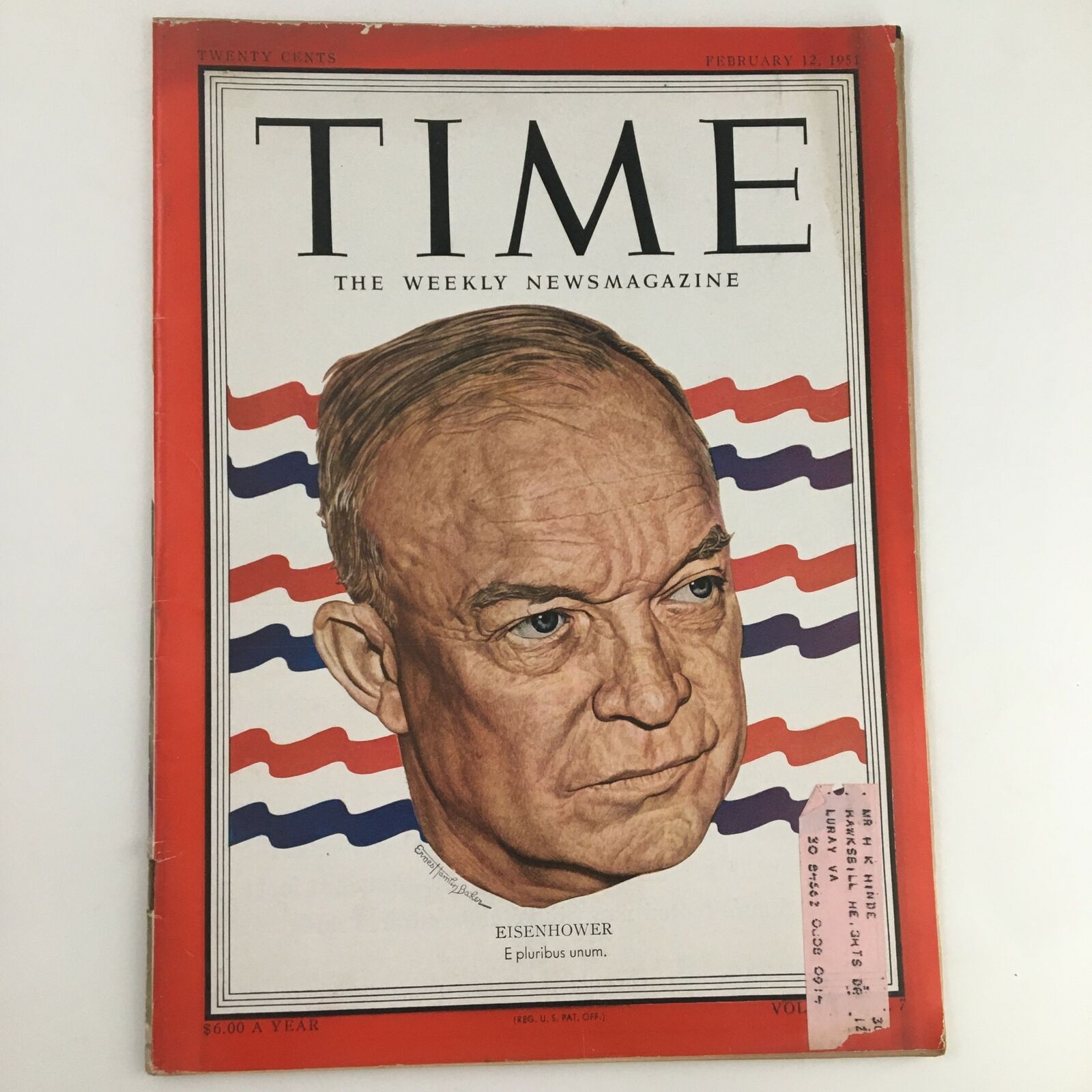 Time Magazine February 12 1951 Vol. 57 No. 7 Dwight E. Eisenhower Cover