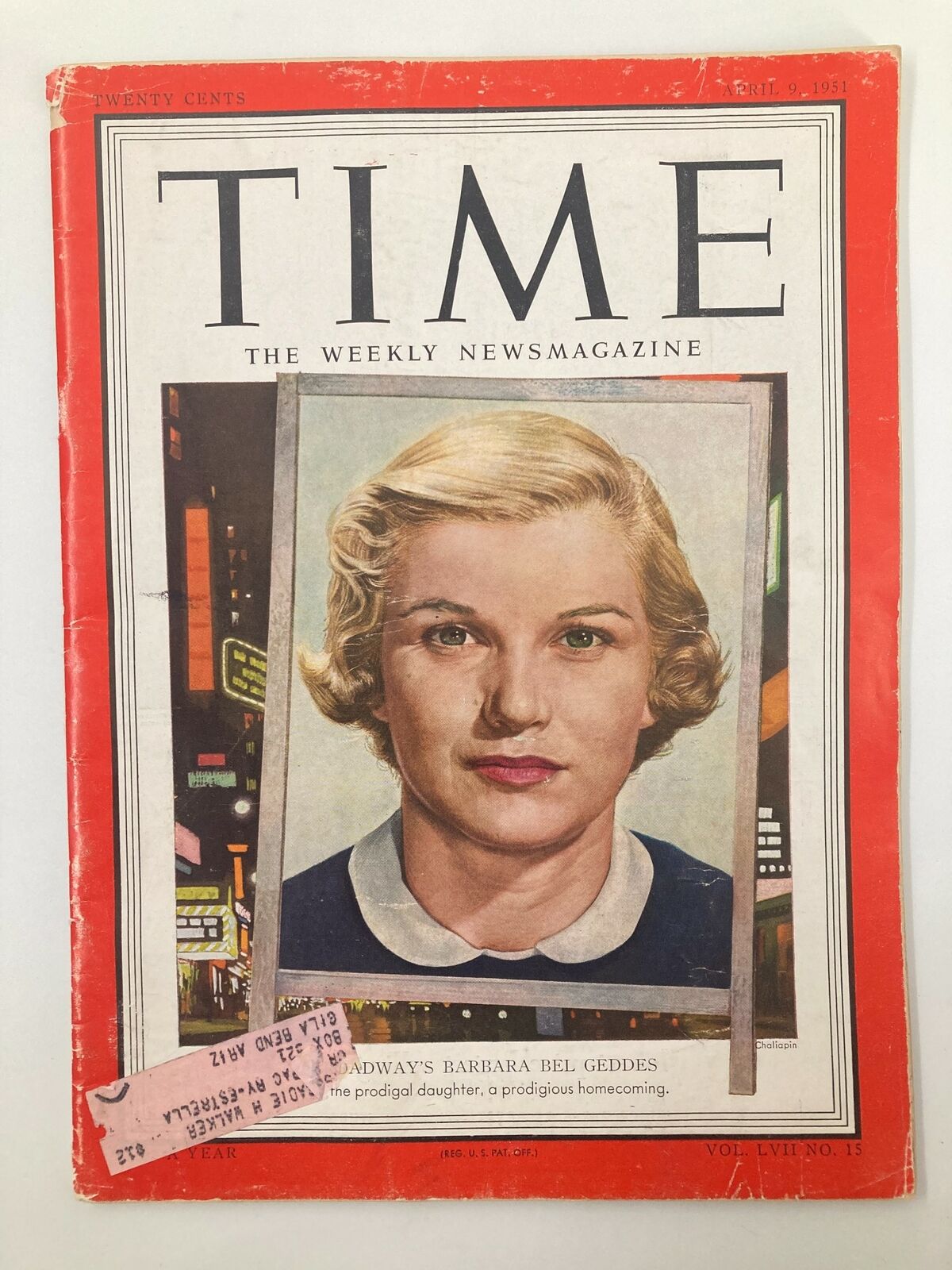 VTG Time Magazine April 9 1951 Vol. 57 No. 15 Broadway's Barbara Bel Geddes