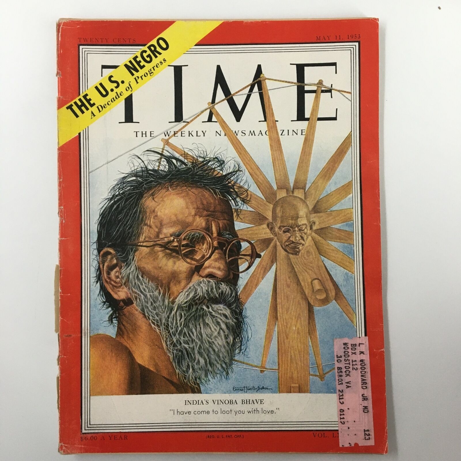 VTG Time Magazine May 11 1953 India's Vinoba Bhave & The U.S. Negro