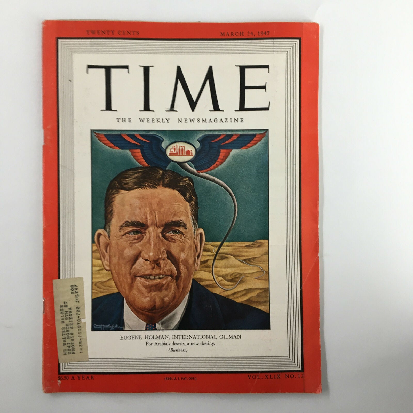 VTG Time Magazine March 24 1947 Vol 49 No. 12 Eugene Holman International Oilman