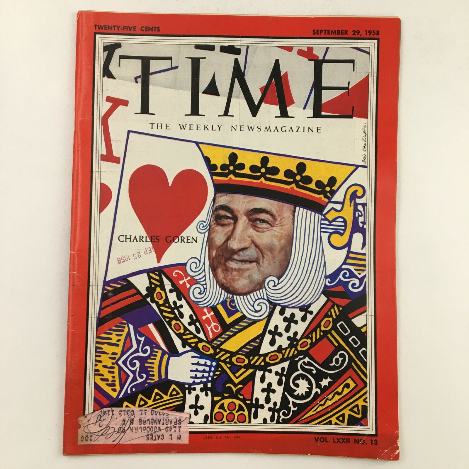 Time Magazine September 29 1958 Vol. 72 No. 13 Bridge Player Charles Goren