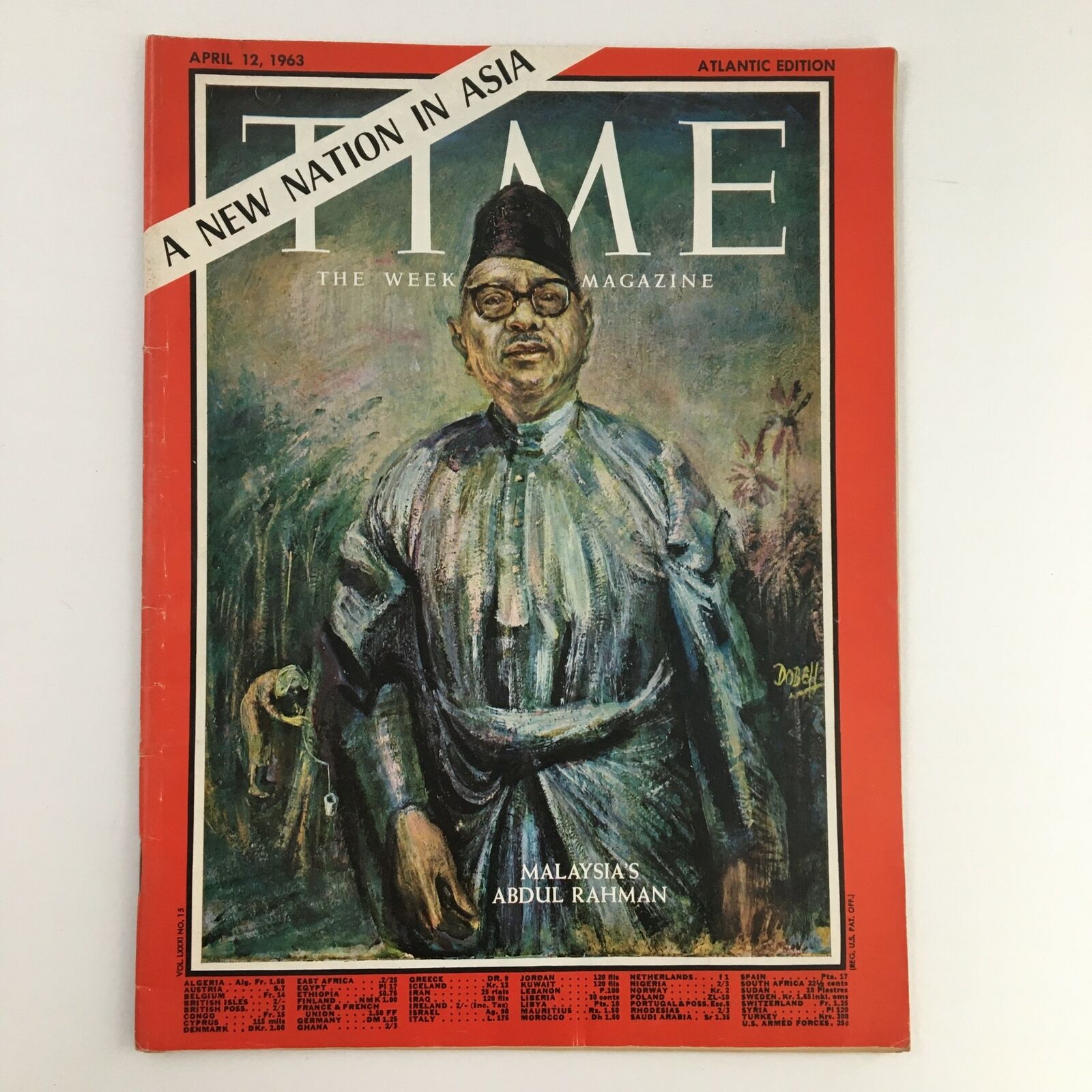 Time Magazine April 12 1963 Atlantic Edition Malaysia's Abdul Rahman No Label