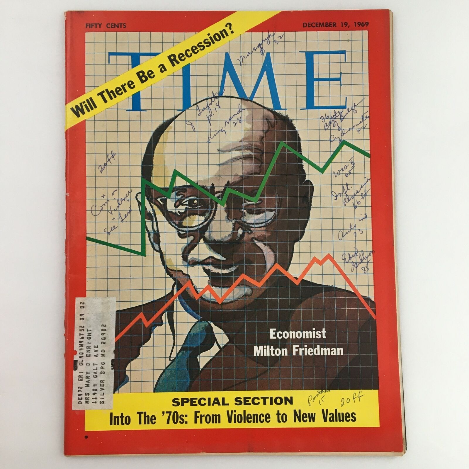 Time Magazine December 19 1969 Vol. 94 No. 25 Economist Milton Friedman