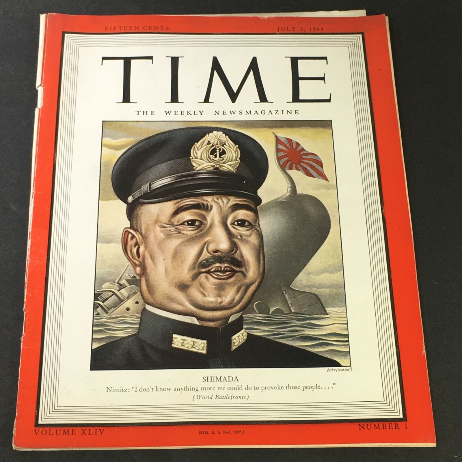 VTG Time Magazine Vol. 44 #1 July 3 1944 - Japanese Admiral Shigetaro Shimada