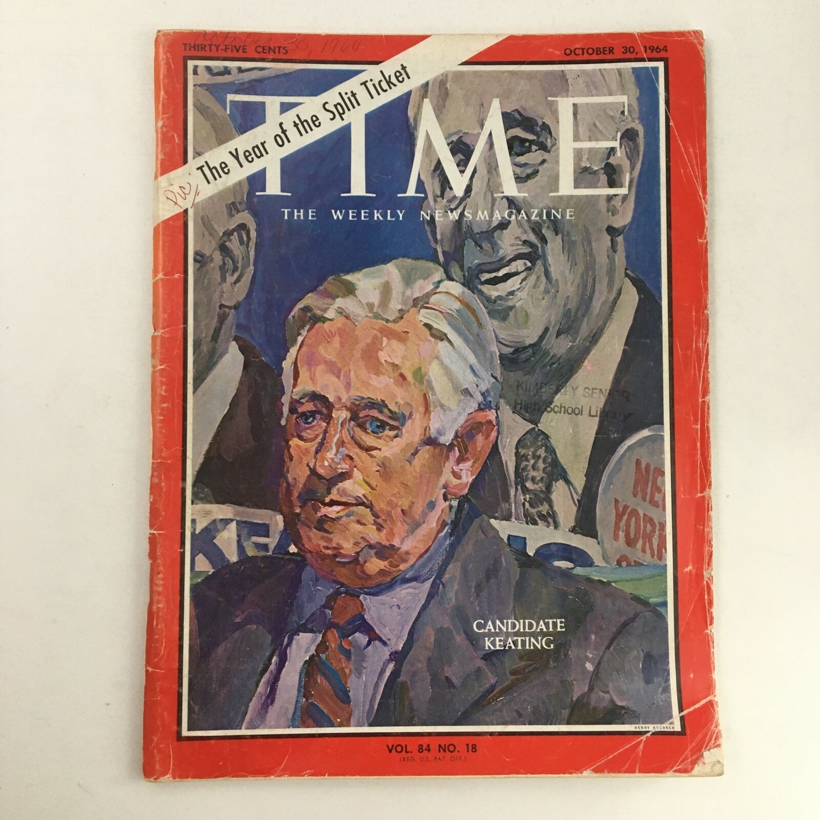 Time Magazine October 30 1964 Candidate Kenneth Keating No Label