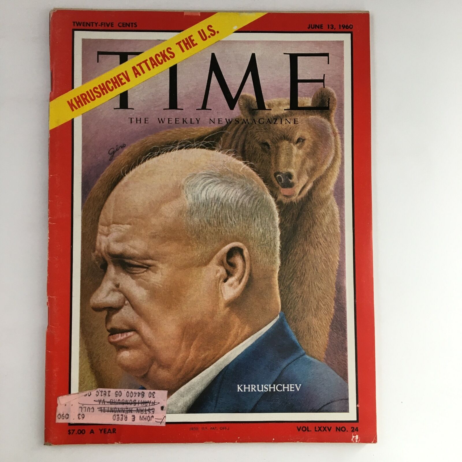 Time Magazine June 13 1960 Vol 75 #24 Nikita Khrushchev Attacks The U.S.