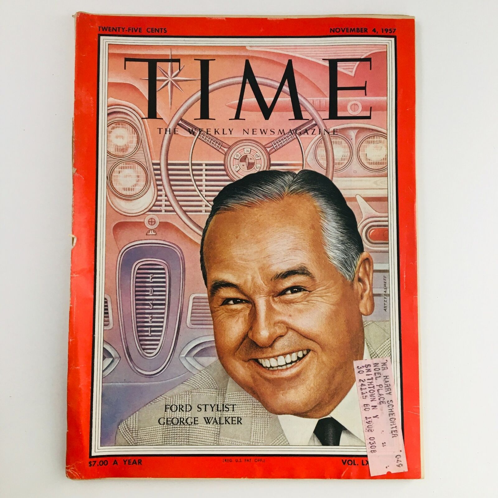 Time Magazine November 4 1957 Vol 70 #19 Ford Stylist George Walker