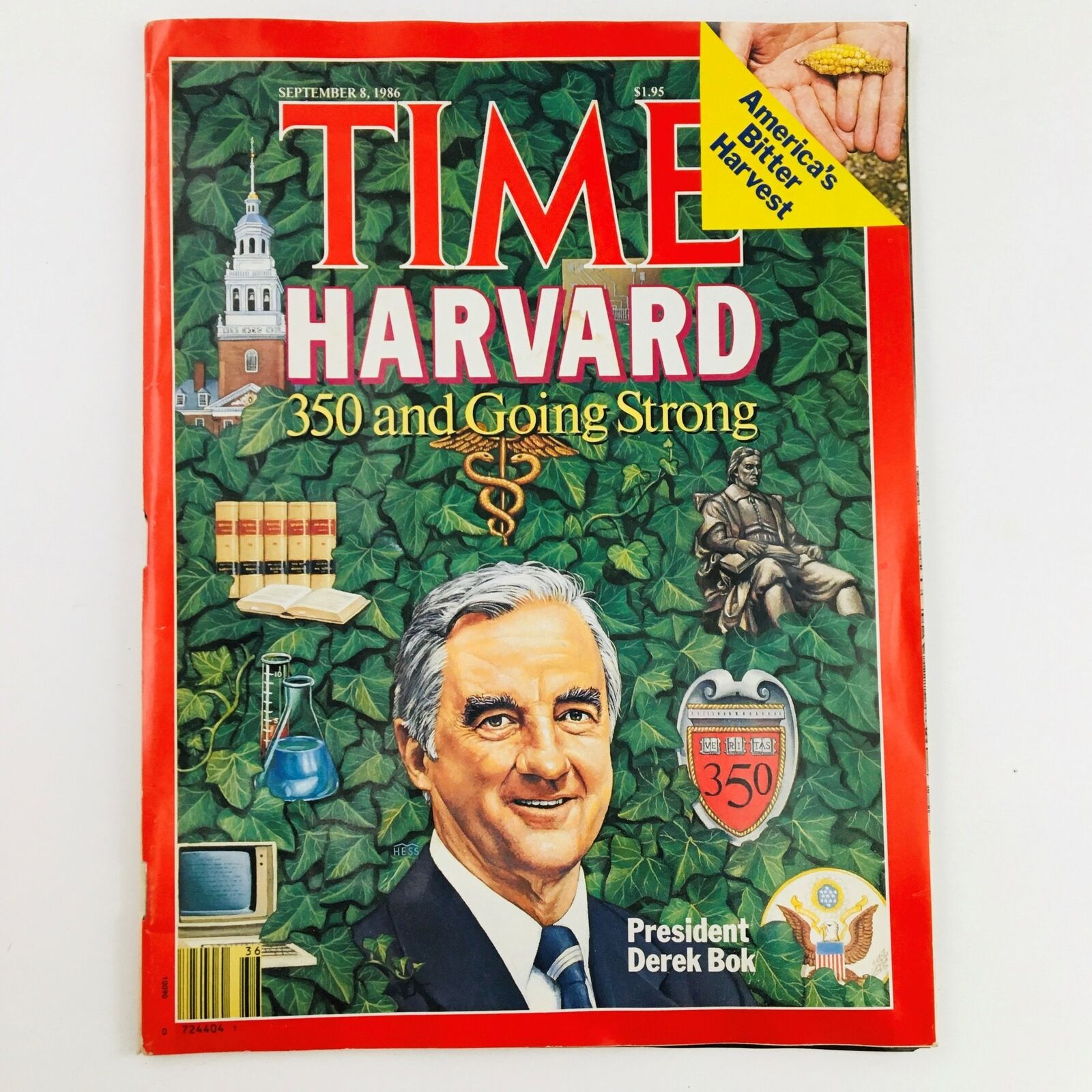 VTG Time Magazine September 8 1986 Harvard President Derek Bok No Label