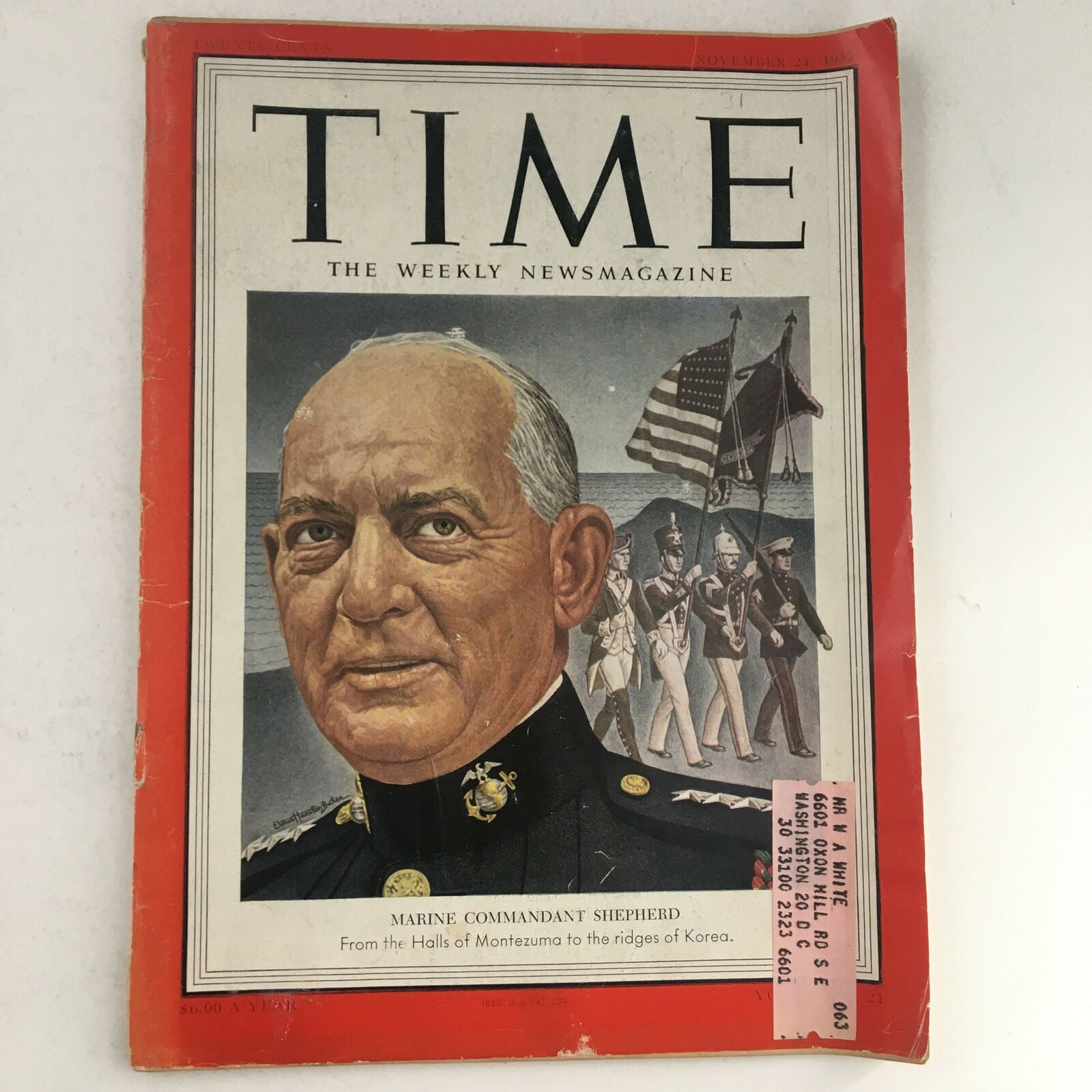 Time Magazine November 24 1952 Vol. 60 No. 22 Commandant Lemuel C. Shepherd Jr.