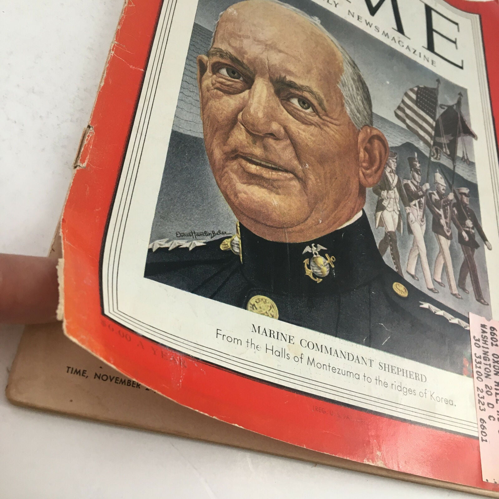 Time Magazine November 24 1952 Vol. 60 No. 22 Commandant Lemuel C. Shepherd Jr.