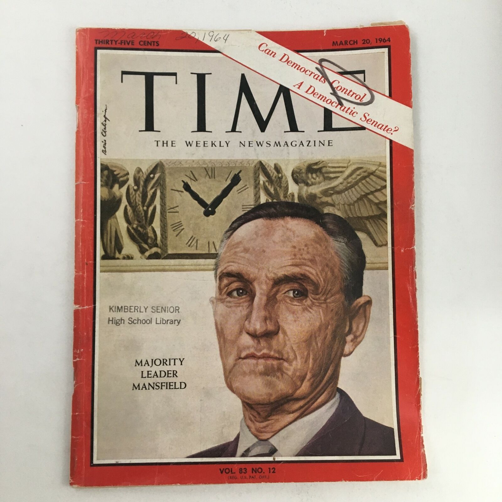 Time Magazine March 20 1964 Majority Leader Mike Mansfield No Label