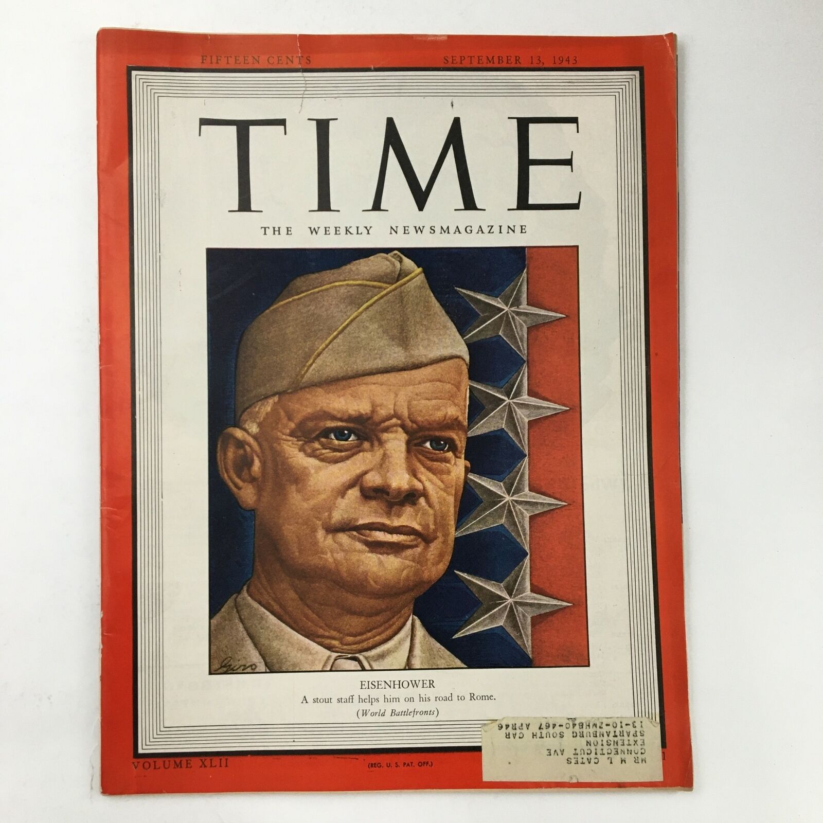 Time Magazine September 13 1943 Vol. 42 No. 11 Dwight D. Eisenhower Road to Rome