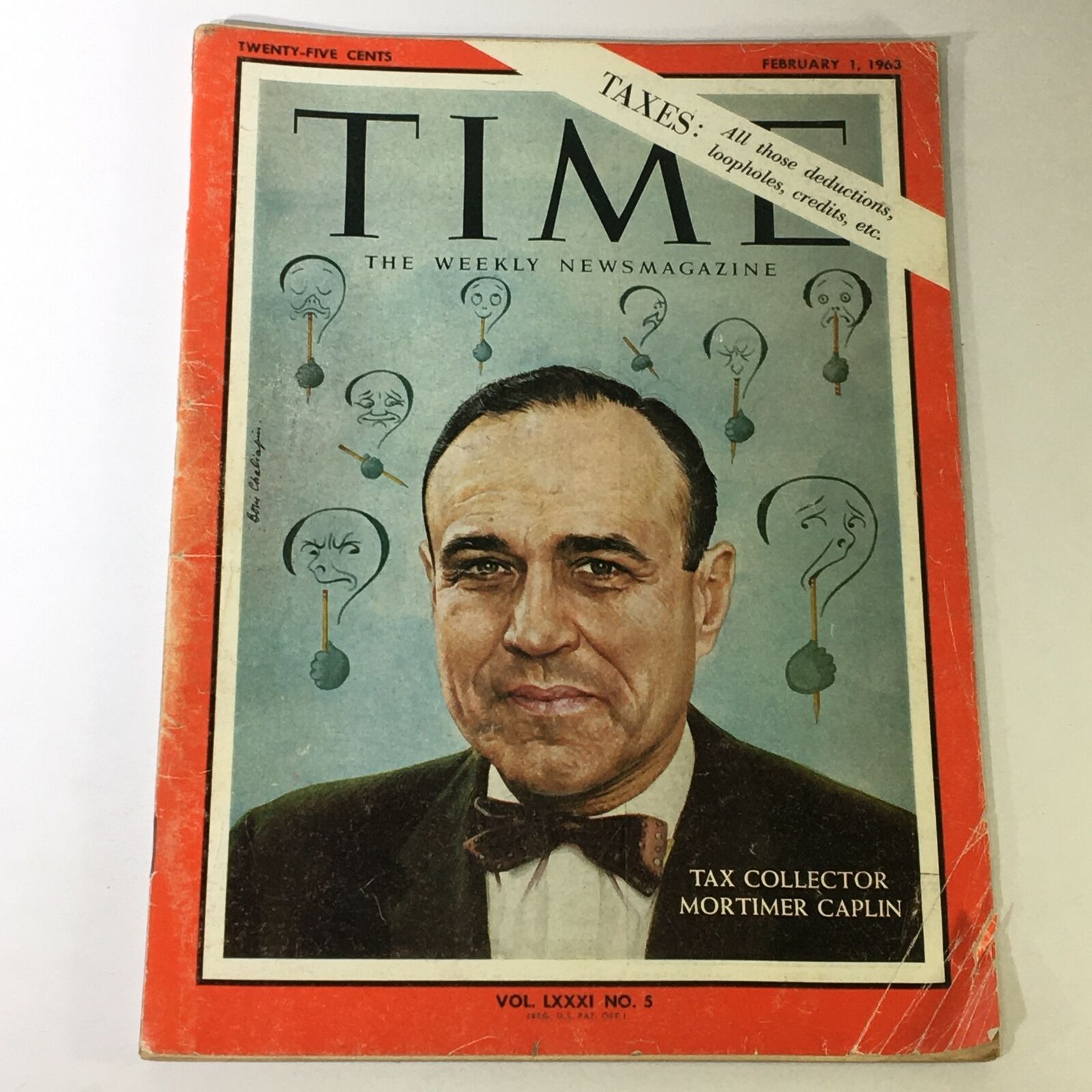 VTG Time Magazine February 1 1963 - Tax Collector Mortimer Caplin / Newsstand