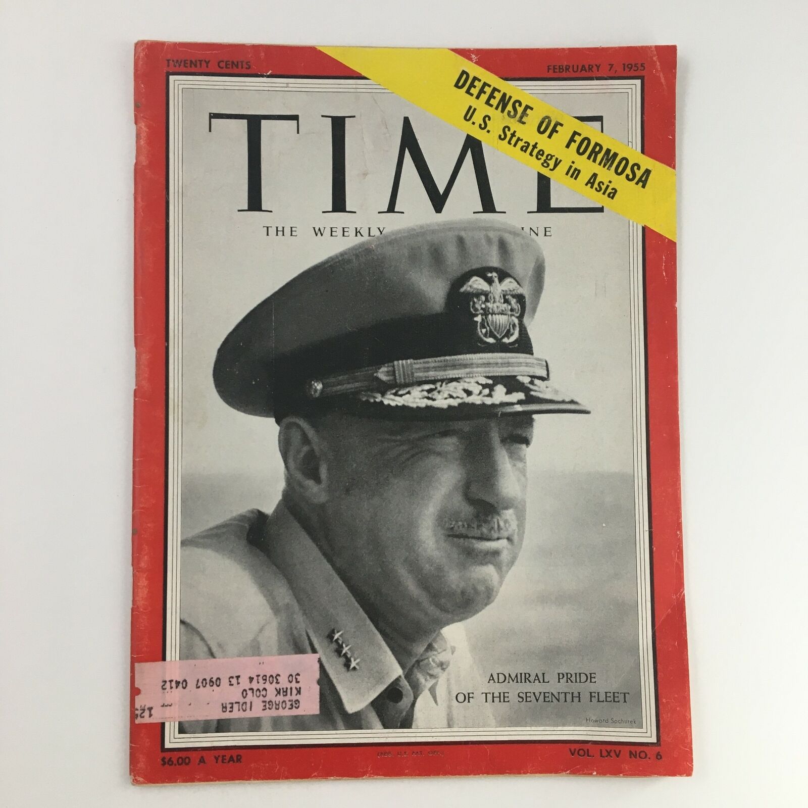 Time Magazine February 7 1955 Admiral Alfred M. Pride of The Seventh Fleet