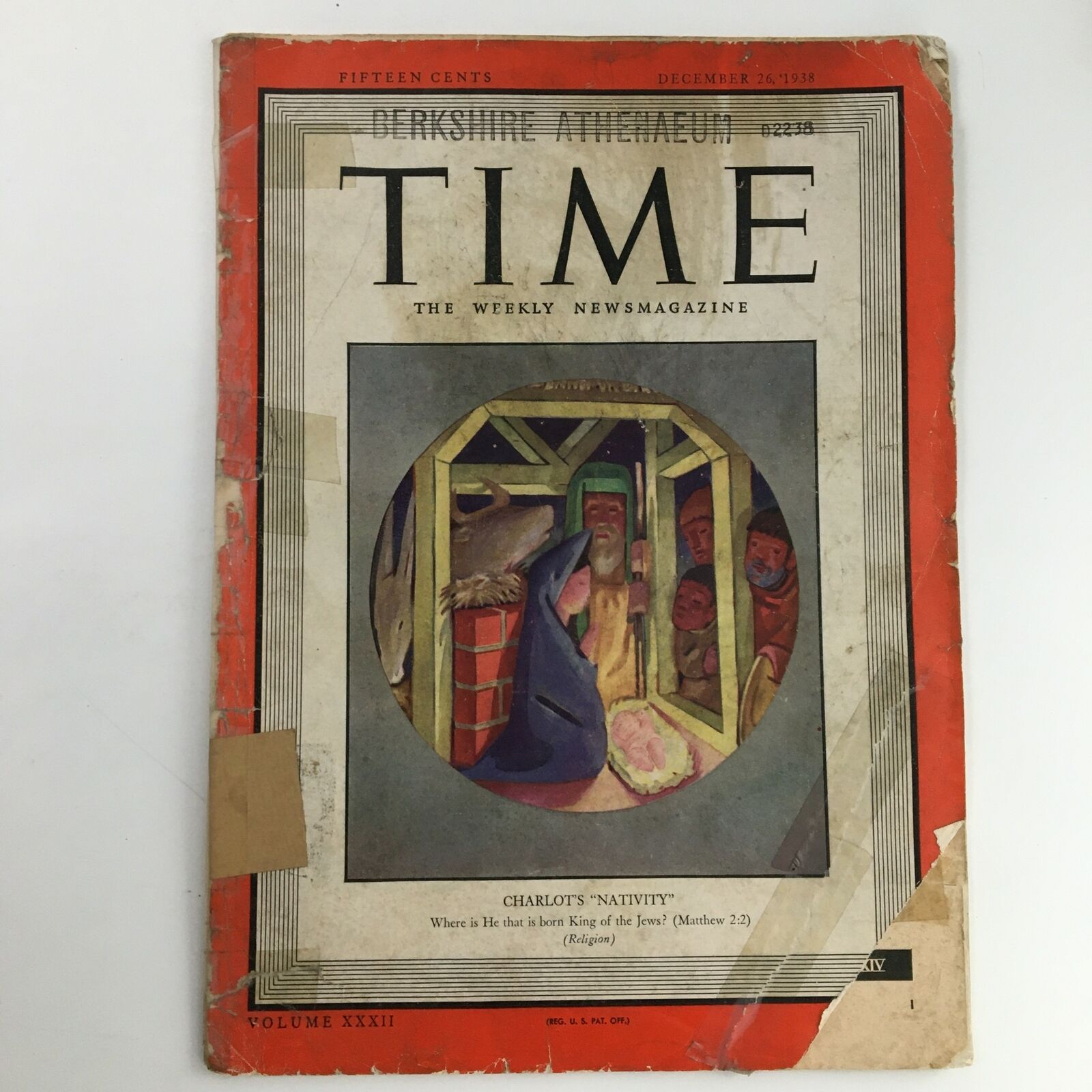 Time Magazine December 26 1938 Vol 32 #26 A Christmas Card Charlot's 'Nativity'