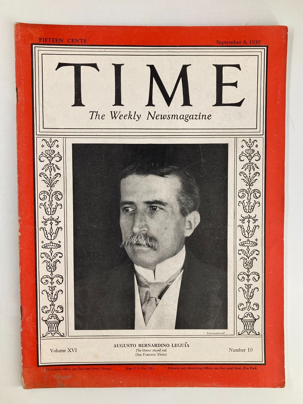 VTG Time Magazine September 8 1930 Vol 16 No. 10 Augusto Bernardino Leguia