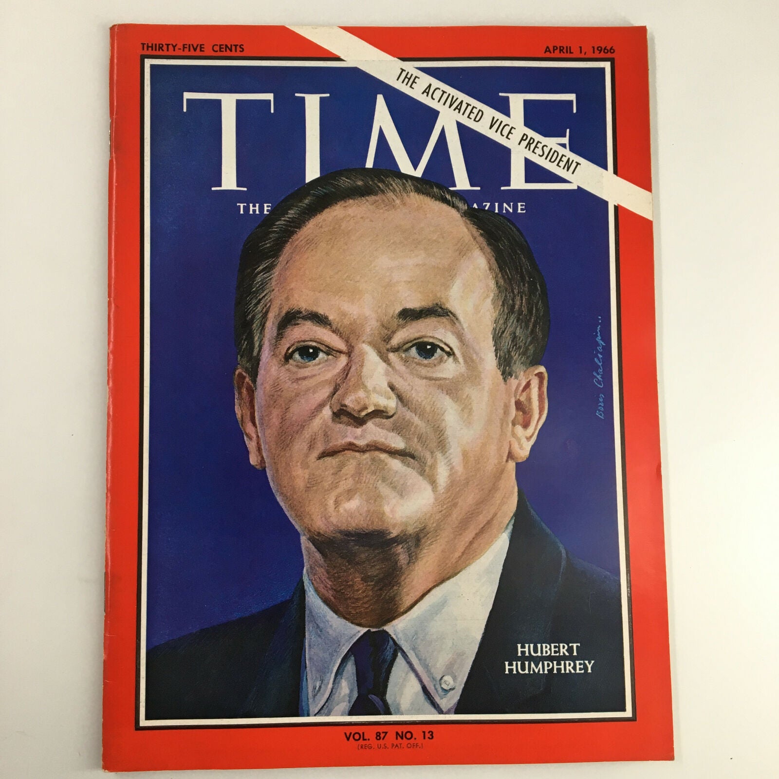 VTG Time Magazine April 1 1966 Vol. 87 No. 13 Hubert Humphrey No Label