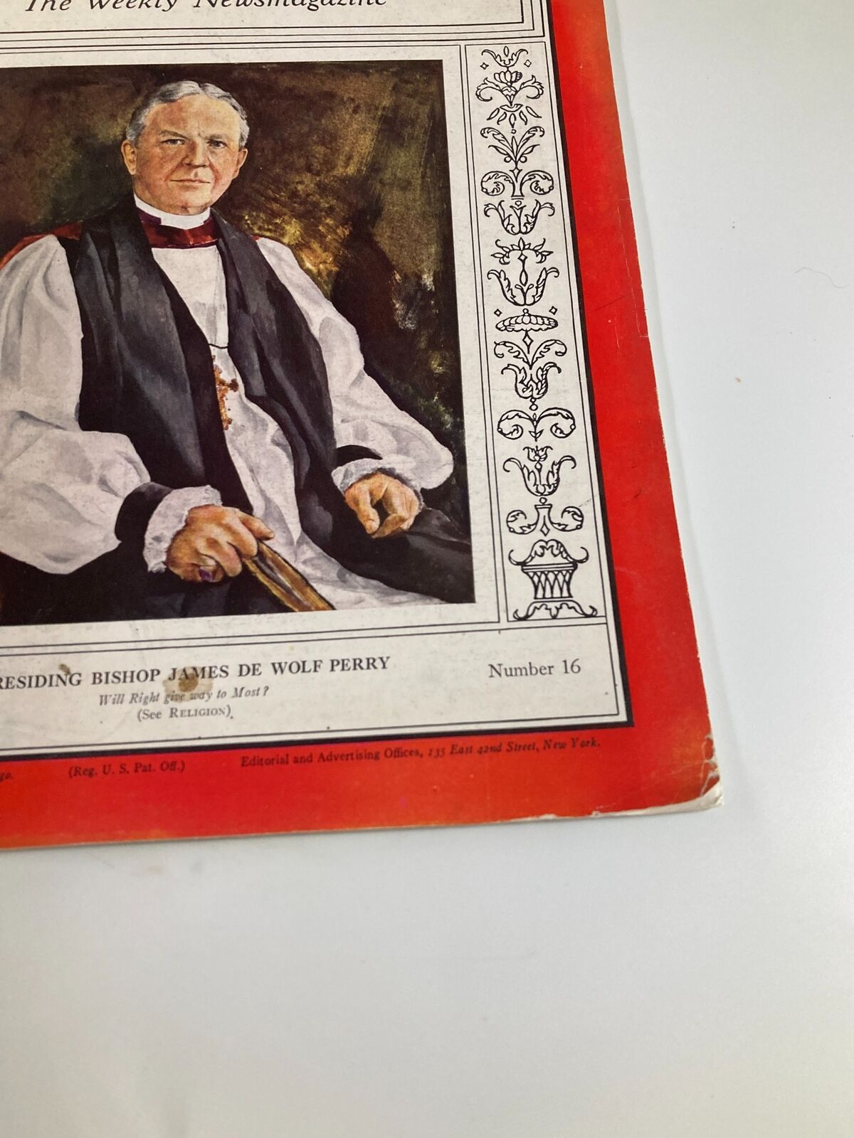 VTG Time Magazine October 15 1934 Vol 24 No. 16 Bishop James De Wolf Perry