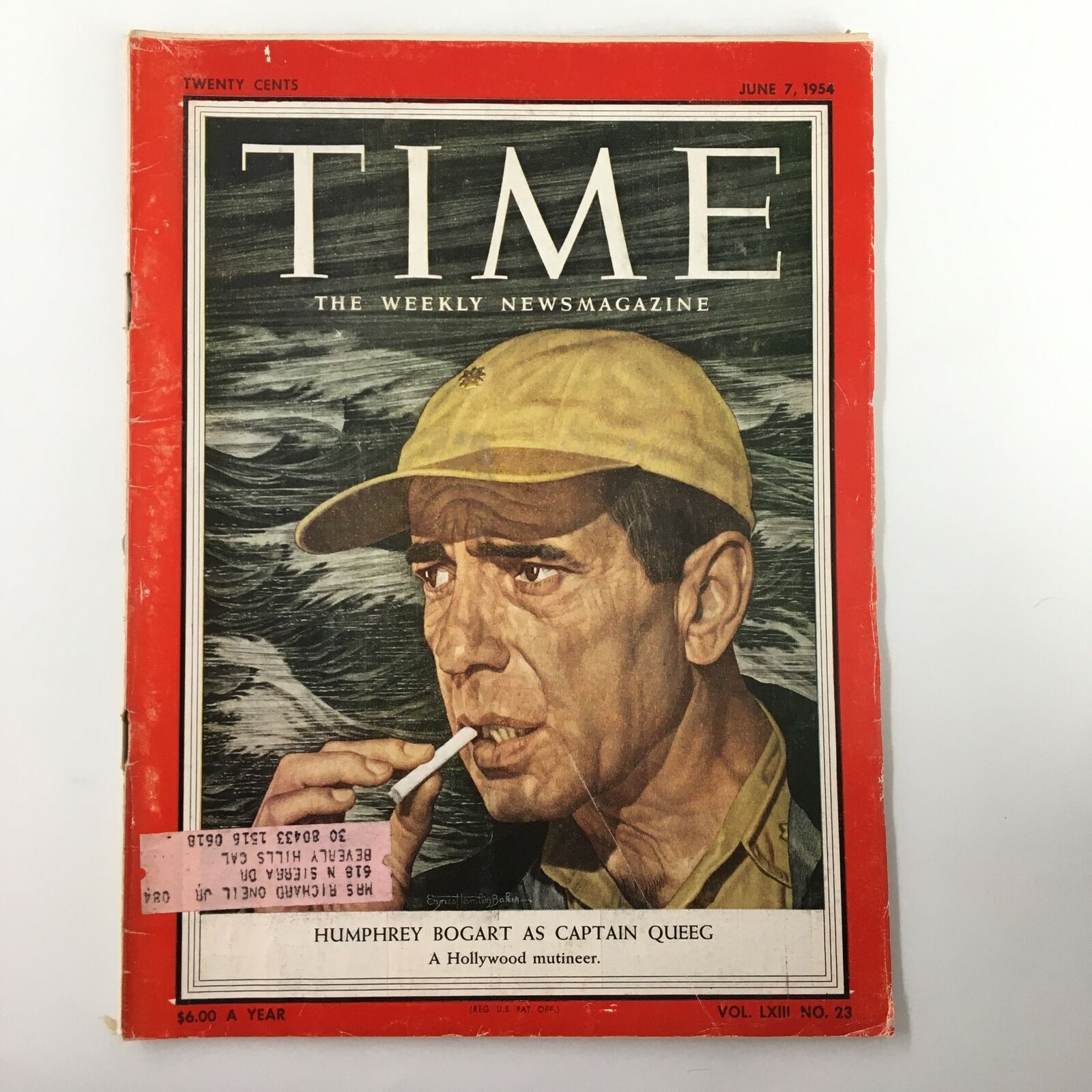 VTG Time Magazine June 7 1954 Vol. 63 No. 23 Humphrey Bogart as Captain Queeg