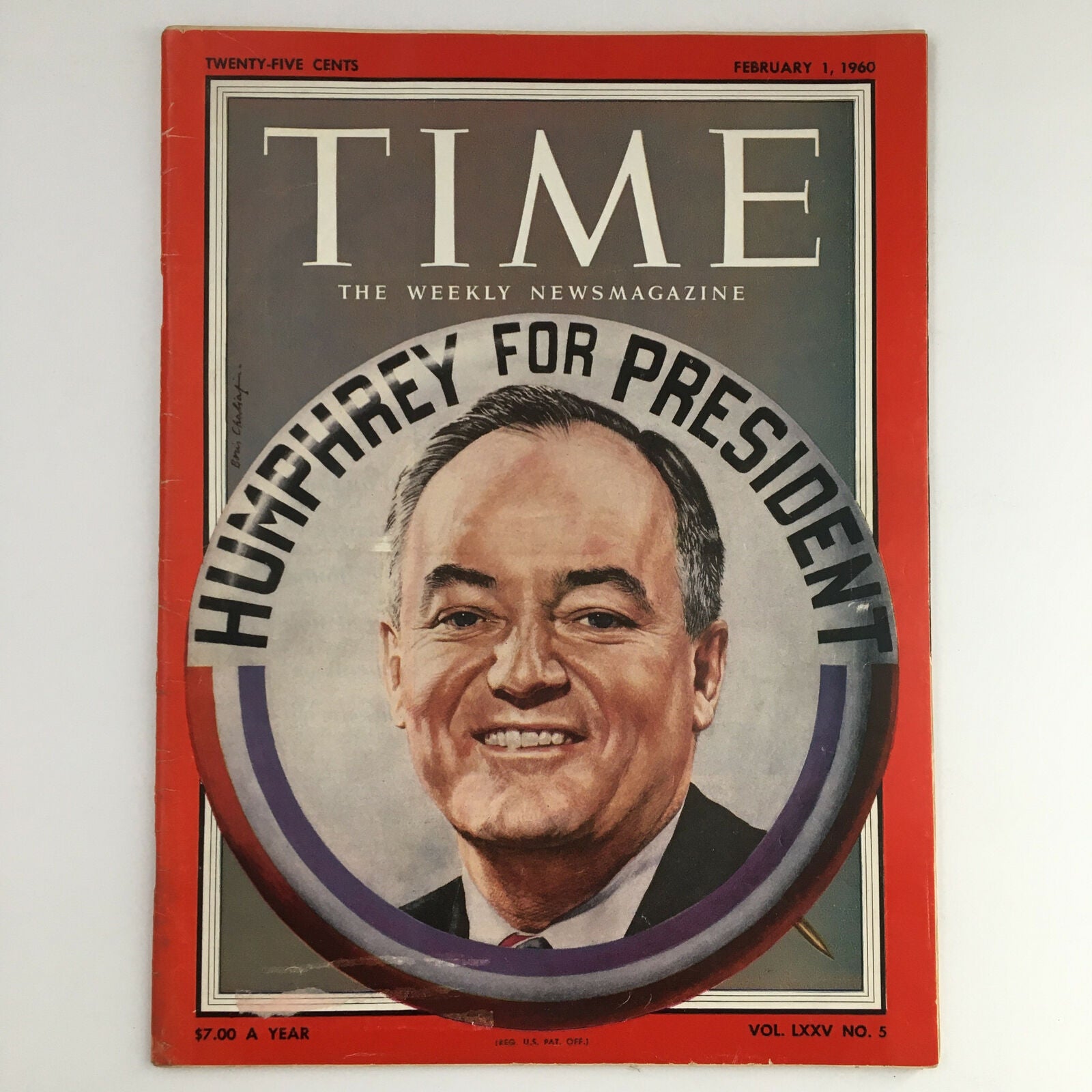 Time Magazine February 1 1960 Hubert Humphrey for President No Label