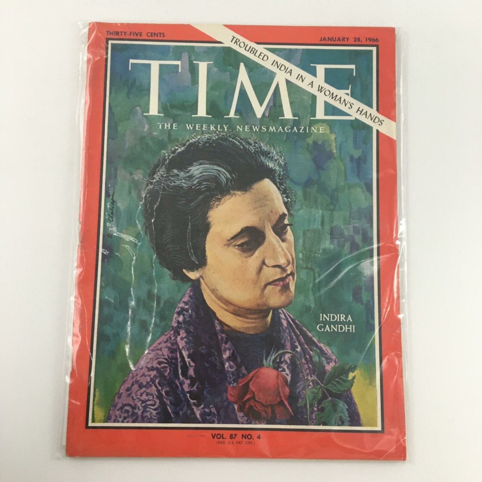 VTG Time The Weekly News Magazine January 28, 1966 Indira Gandhi, Newsstand