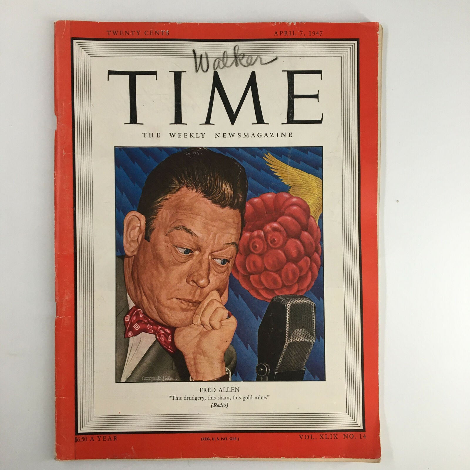 VTG Time Magazine April 7 1947 Vol. 49 No. 14 Fred Allen No Label