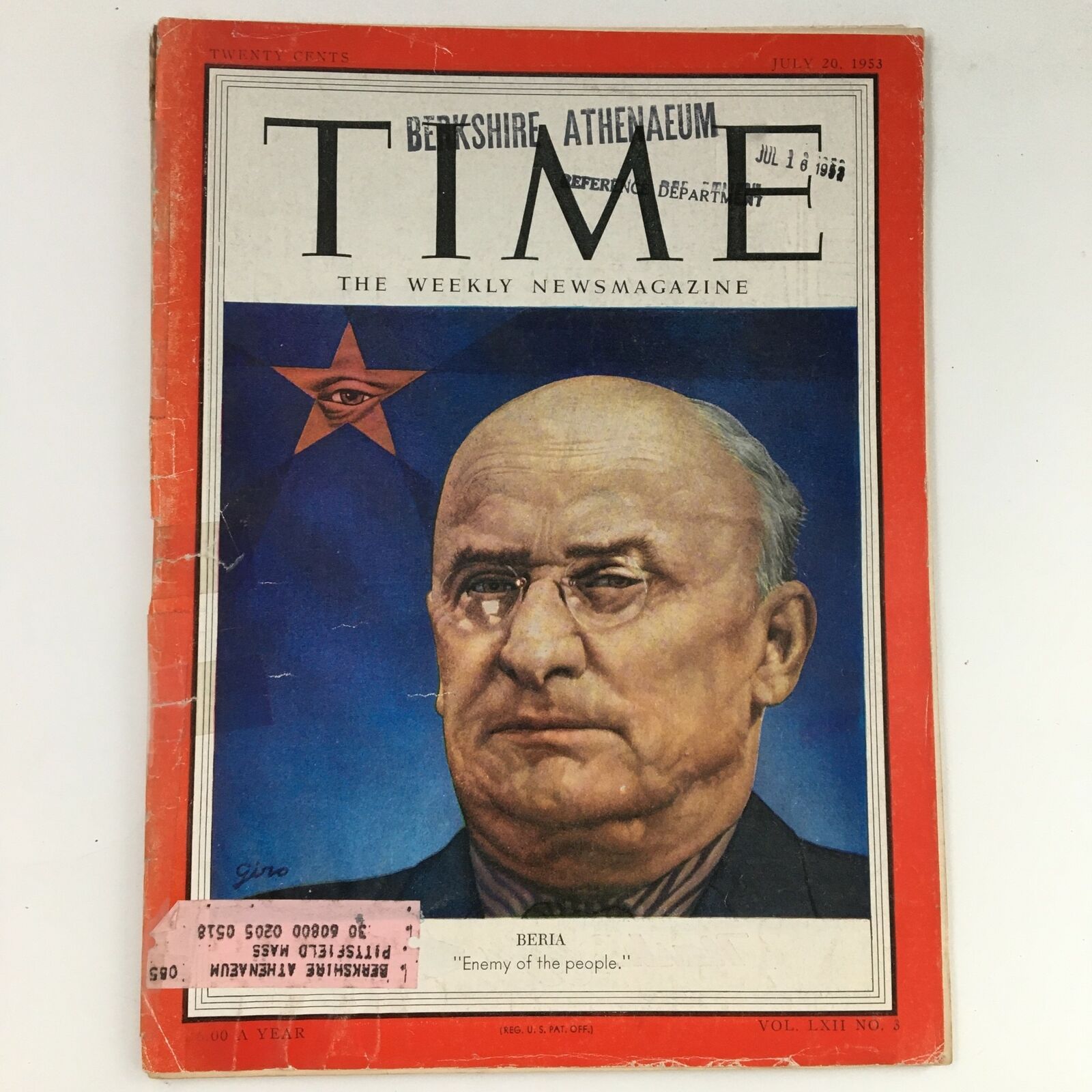 Time Magazine July 20 1953 Vol 62 #3 Georgian-Soviet Politician Lavrentiy Beria