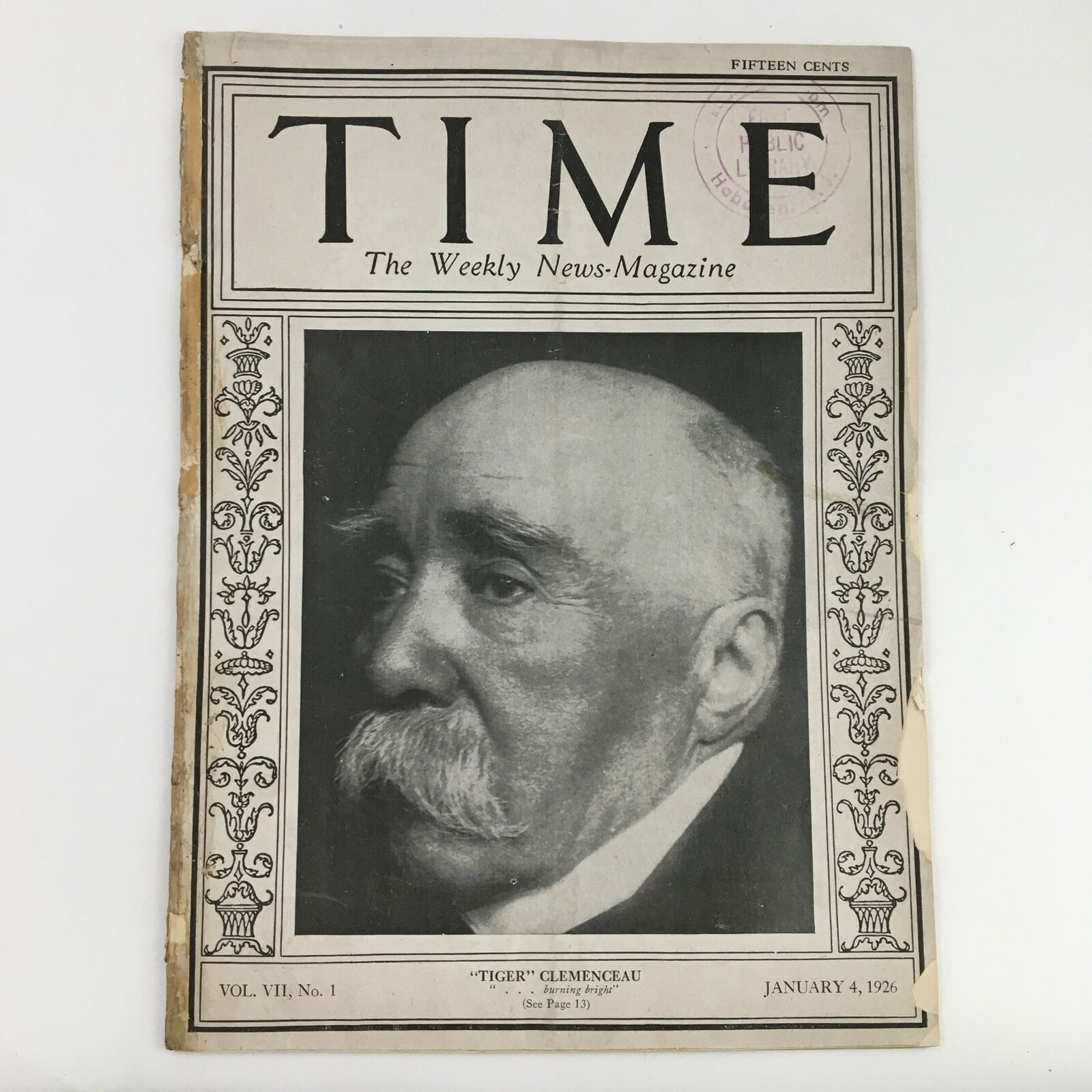 VTG Time Magazine January 4 1926 Vol. VII No 1 Prime Minister Georges Clemenceau