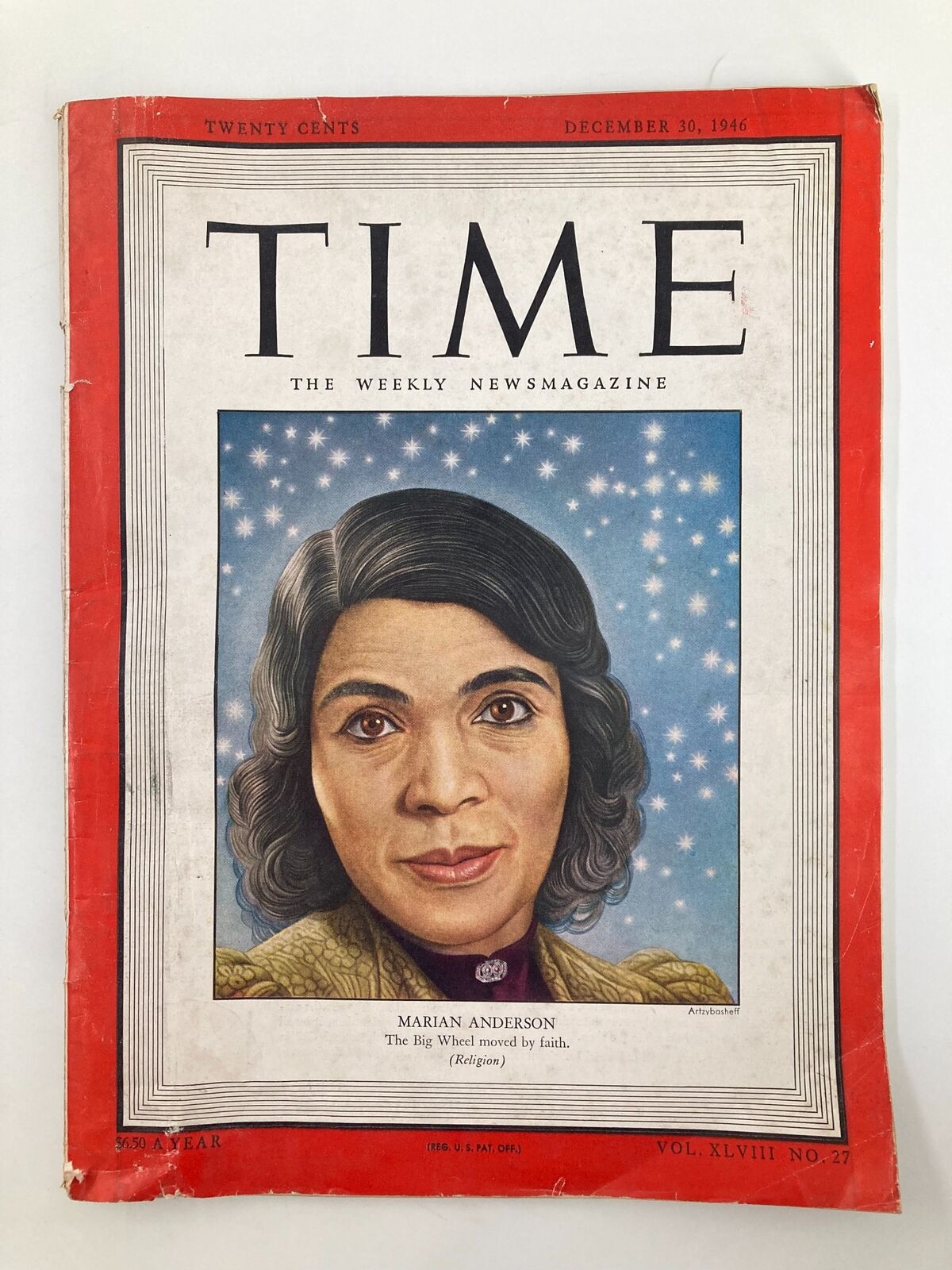 VTG Time Magazine December 30 1946 Vol 48 #27 Marian Anderson No Label