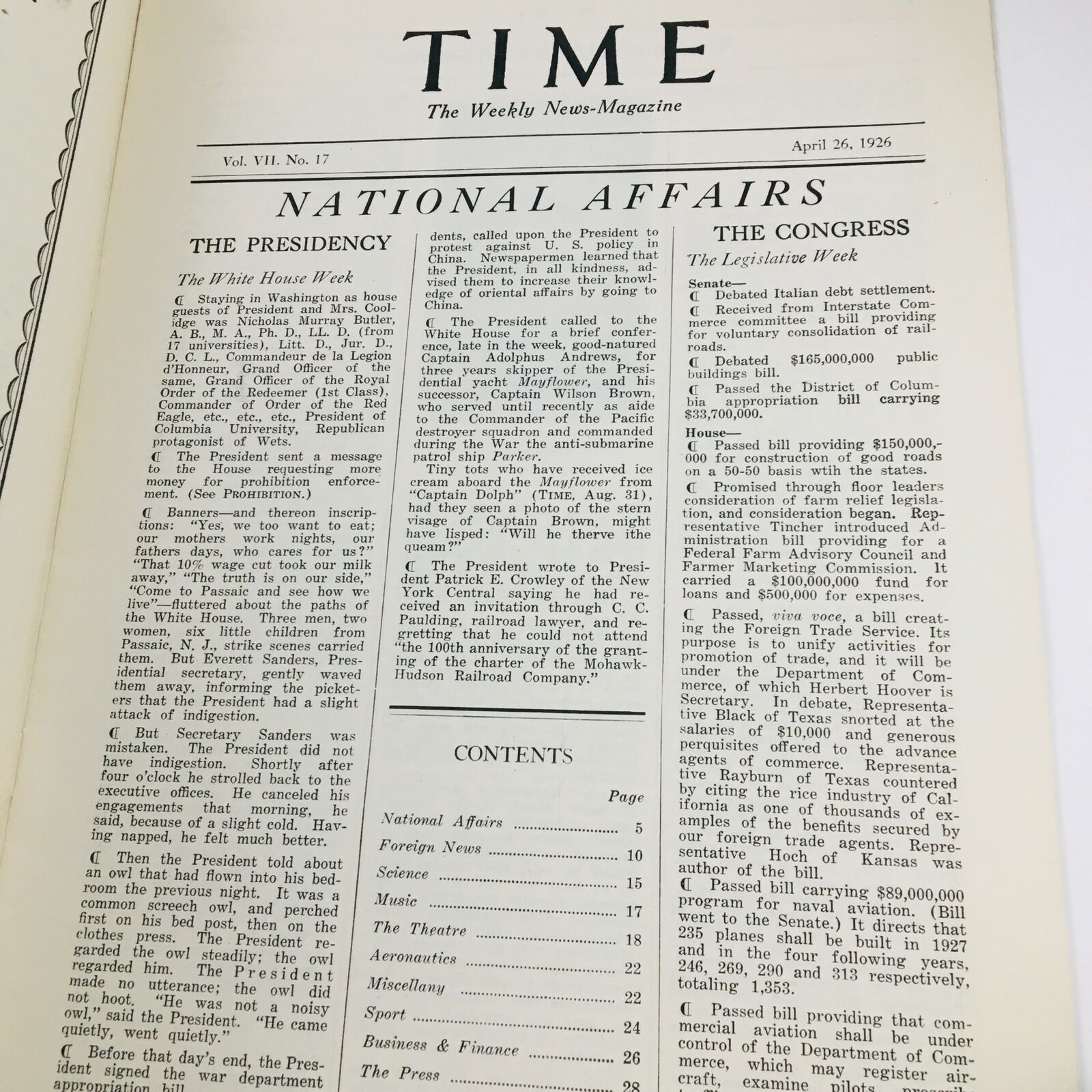 VTG Time Magazine April 26 1926 Vol VII No. 17 Señorita Artist Raquel Meller