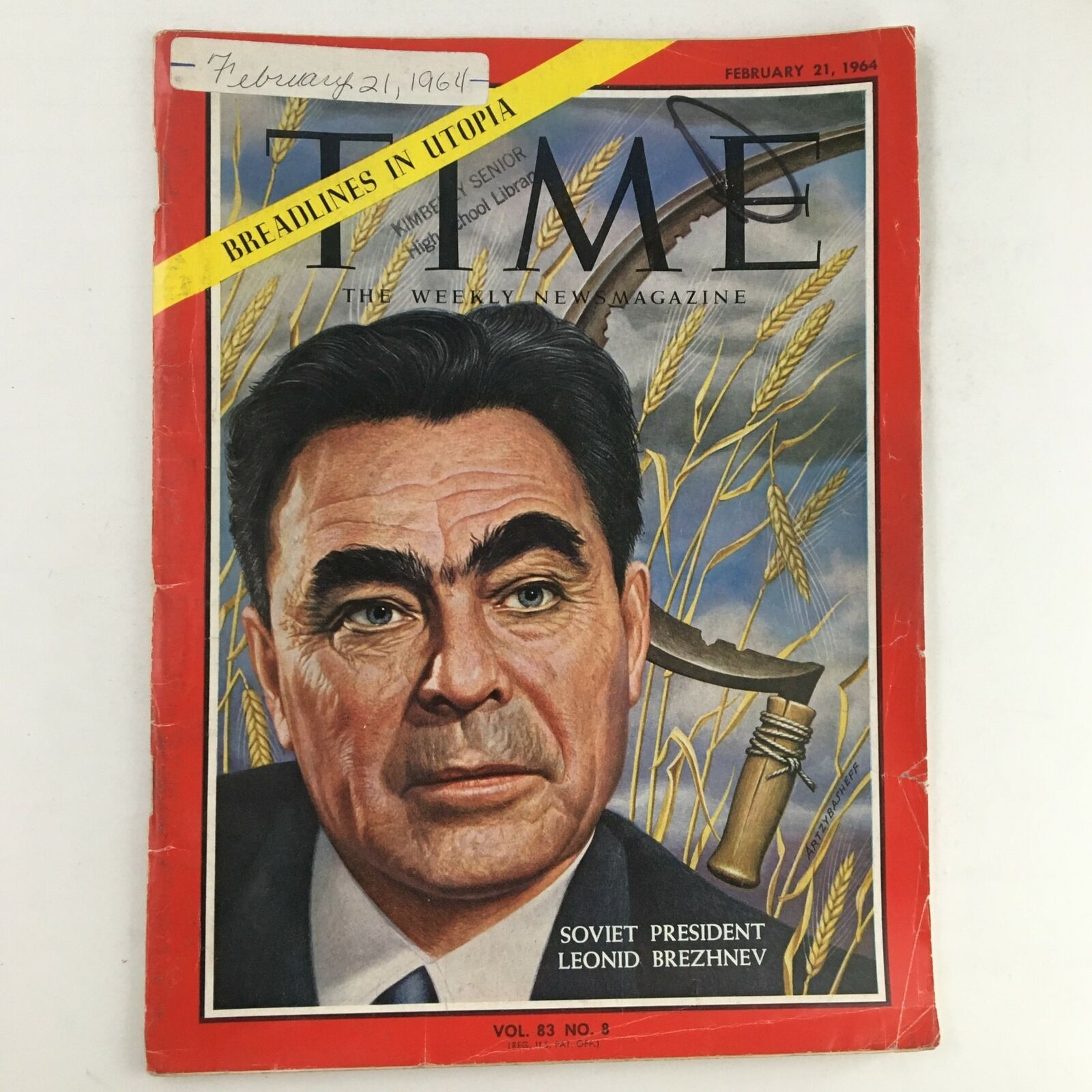 Time Magazine February 21 1964 Soviet President Leonid Brezhnev No Label