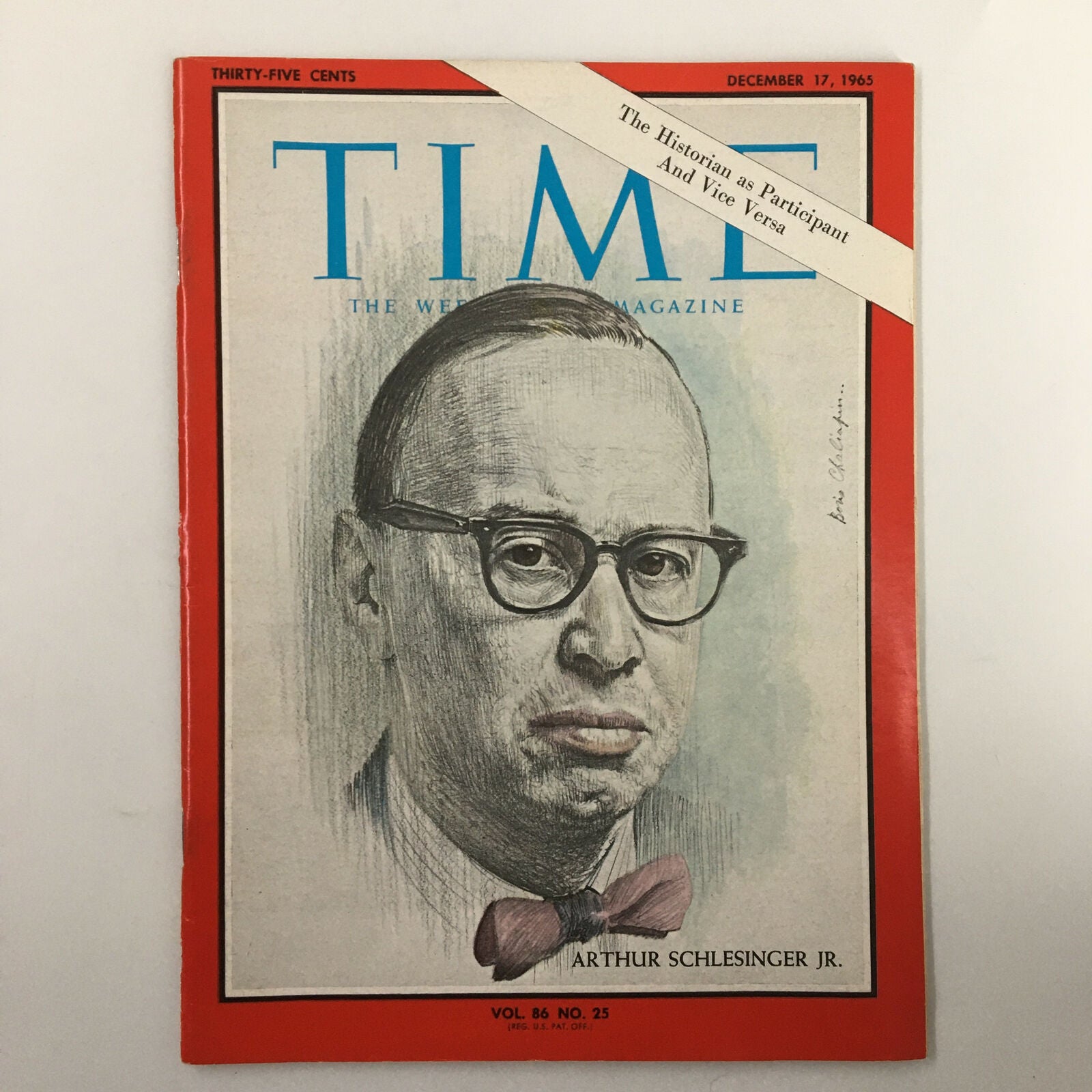 VTG Time Magazine December 17 1965 Vol. 86 No 25 Arthur Schlesinger Jr. No Label