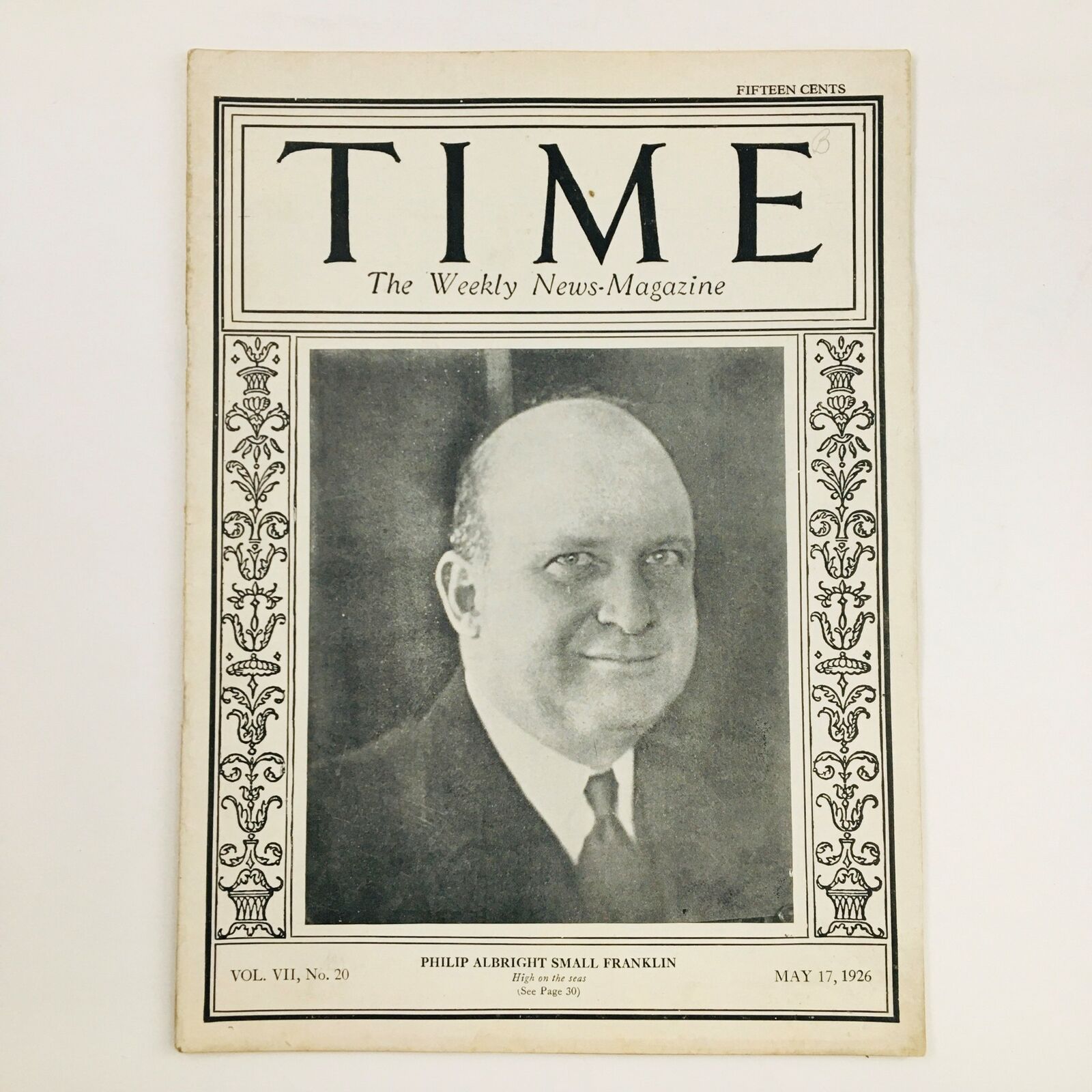 VTG Time Magazine May 17 1926 Vol VII No. 20 Philip Albright Small Franklin