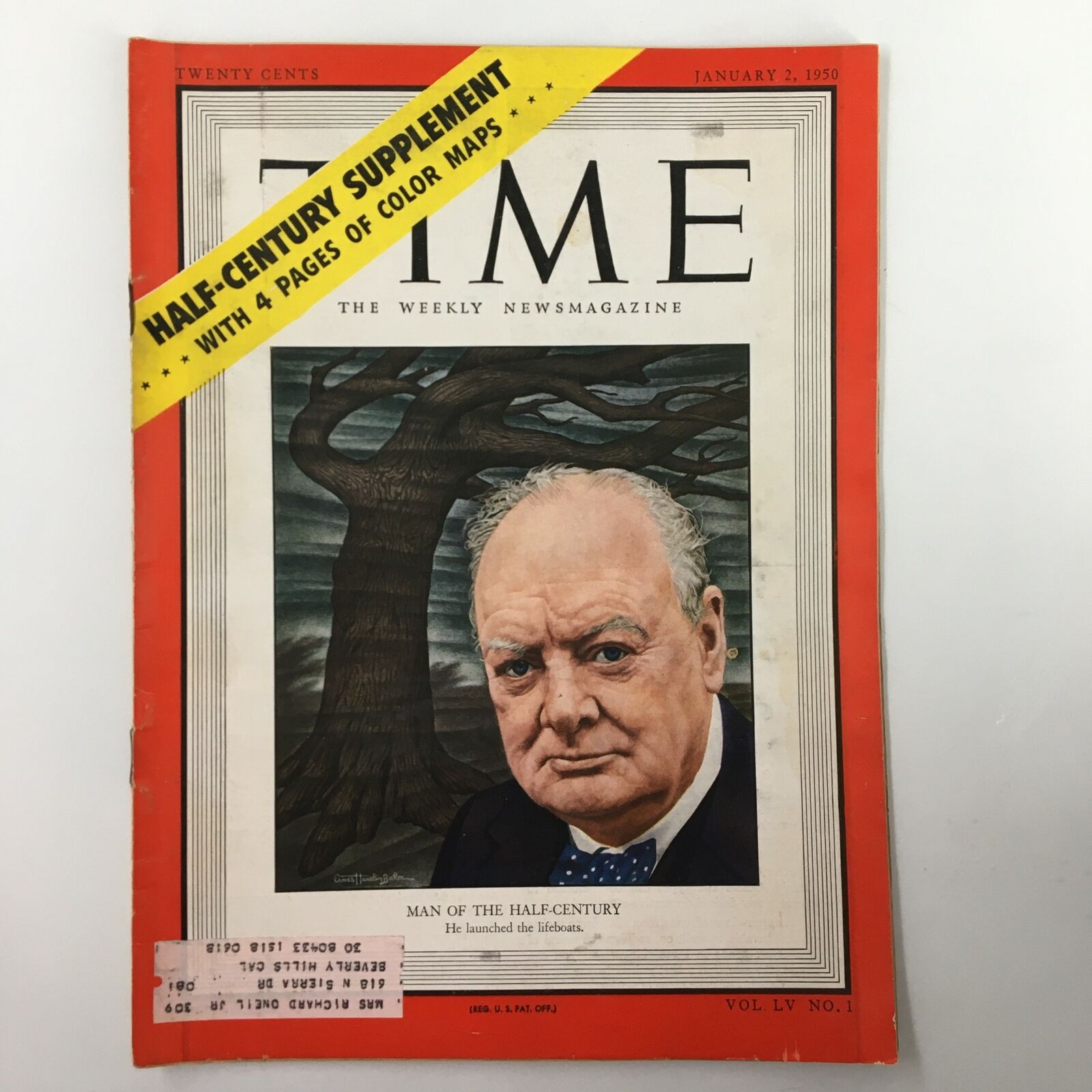 VTG Time Magazine January 2 1950 Vol. 55 No. 1 UK's Winston Churchill