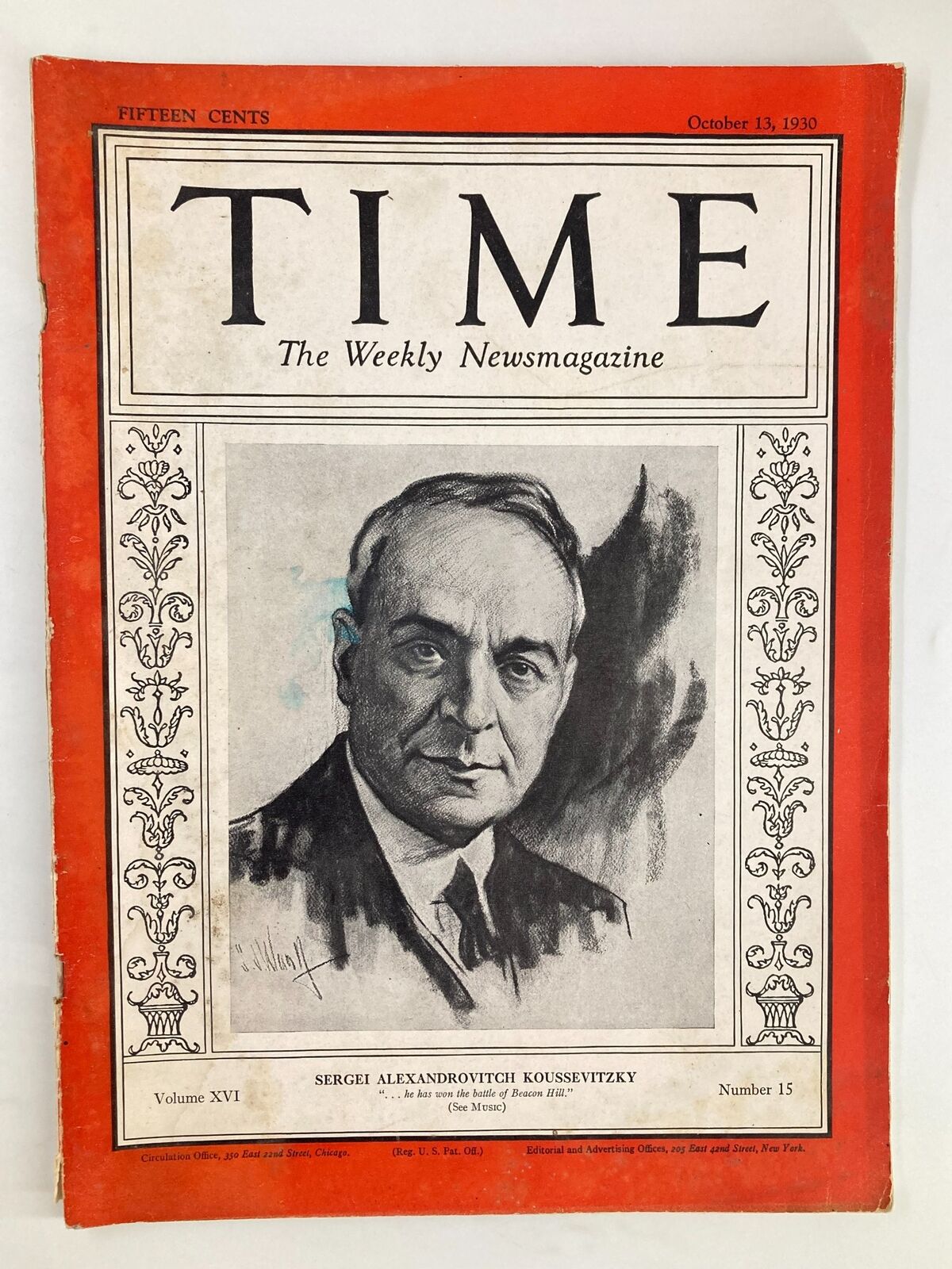 VTG Time Magazine October 13 1930 Vol 16 #15 Sergei Alexandrovitch Koussevitzky