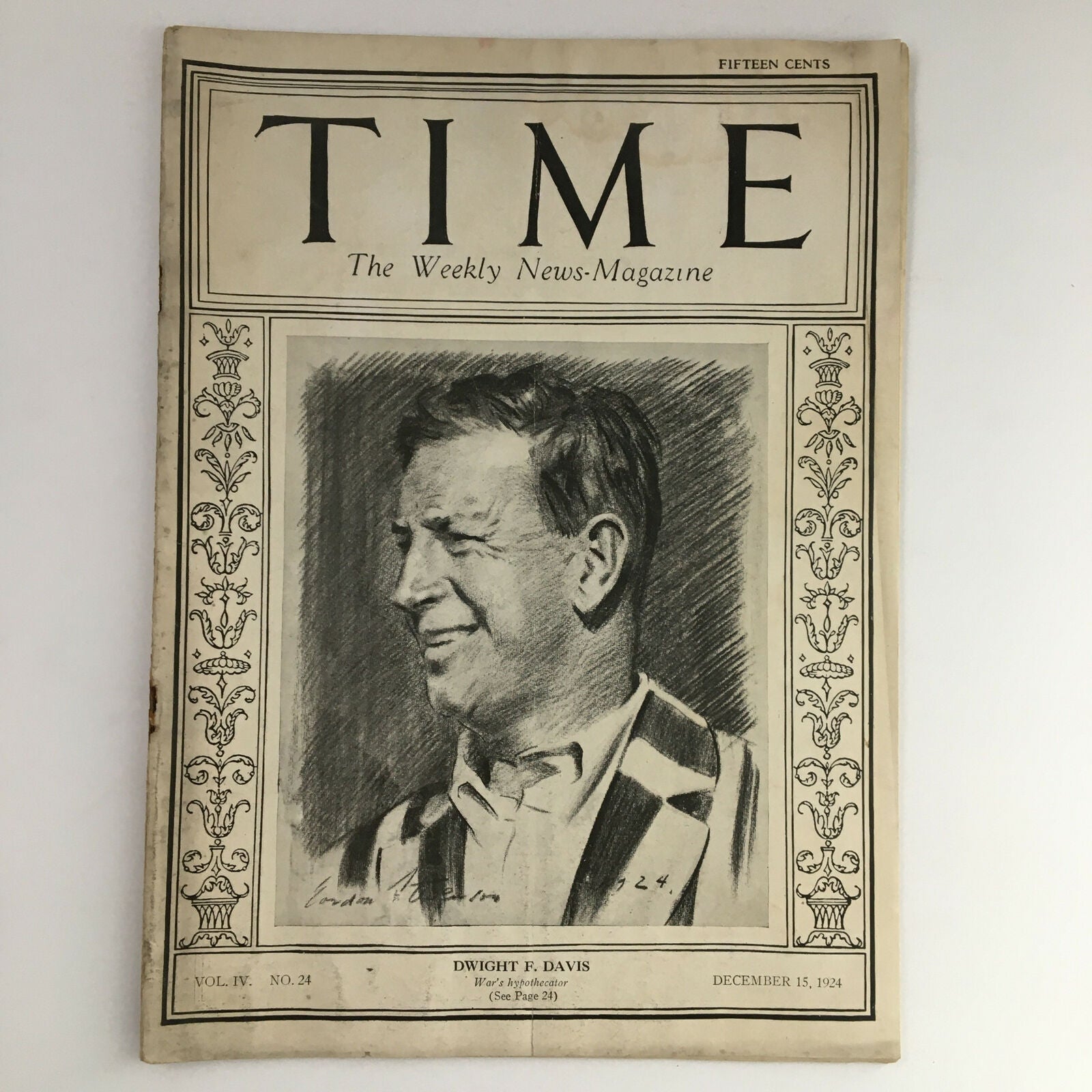 Time Magazine December 15 1924 Vol 4 #24 Secretary of War Dwight F. Davis