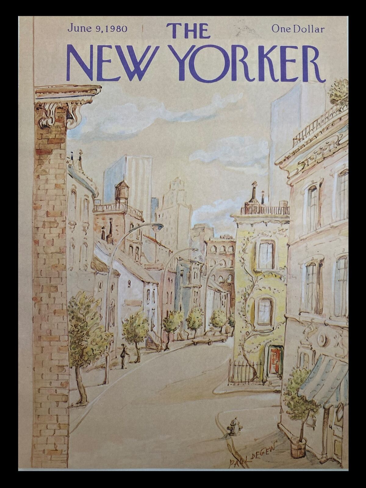 COVER ONLY The New Yorker June 9 1980 Empty Street by Paul Degen No Label