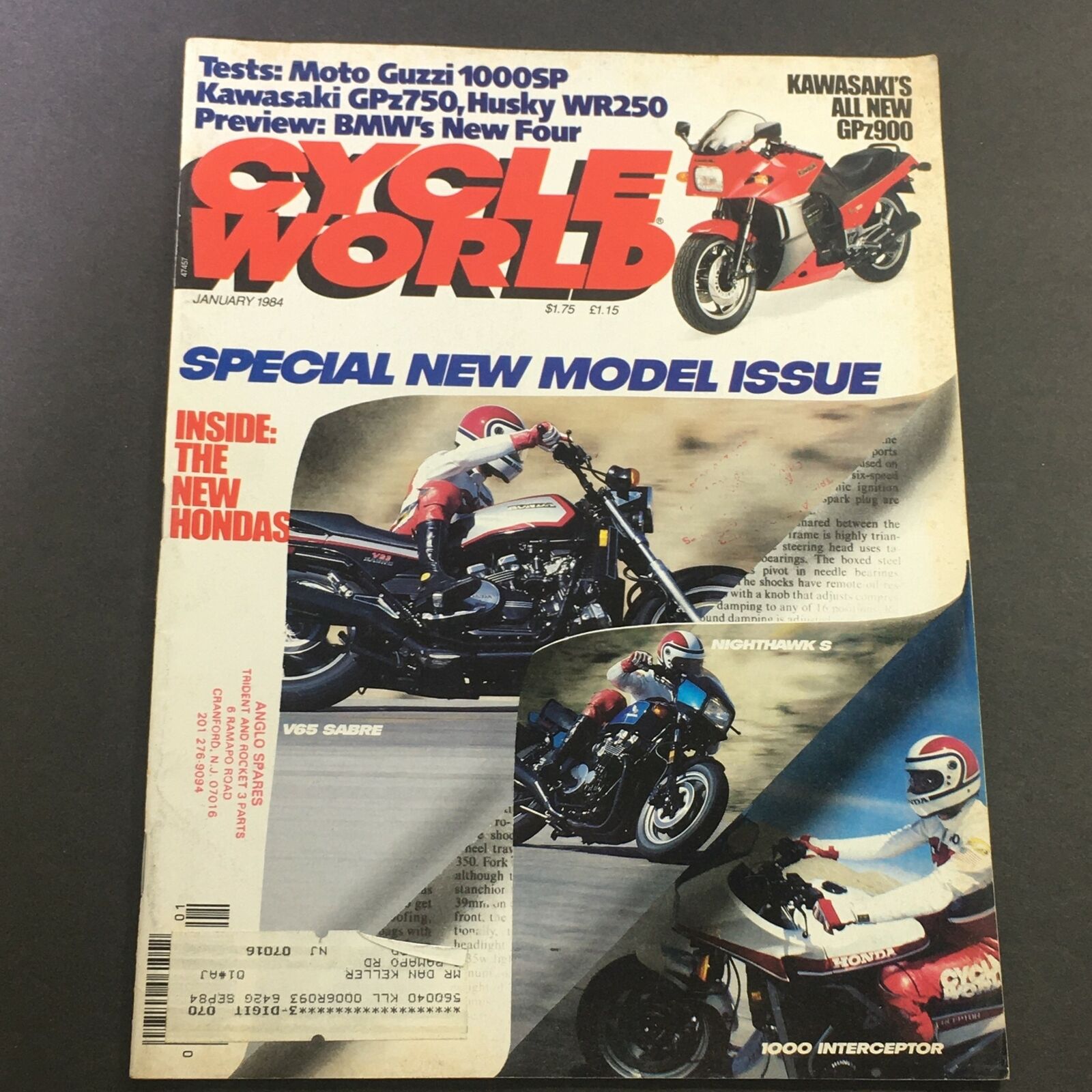 VTG Cycle World Magazine January 1984 - Moto Guzzi 1000SP / Kawasaki GPz750