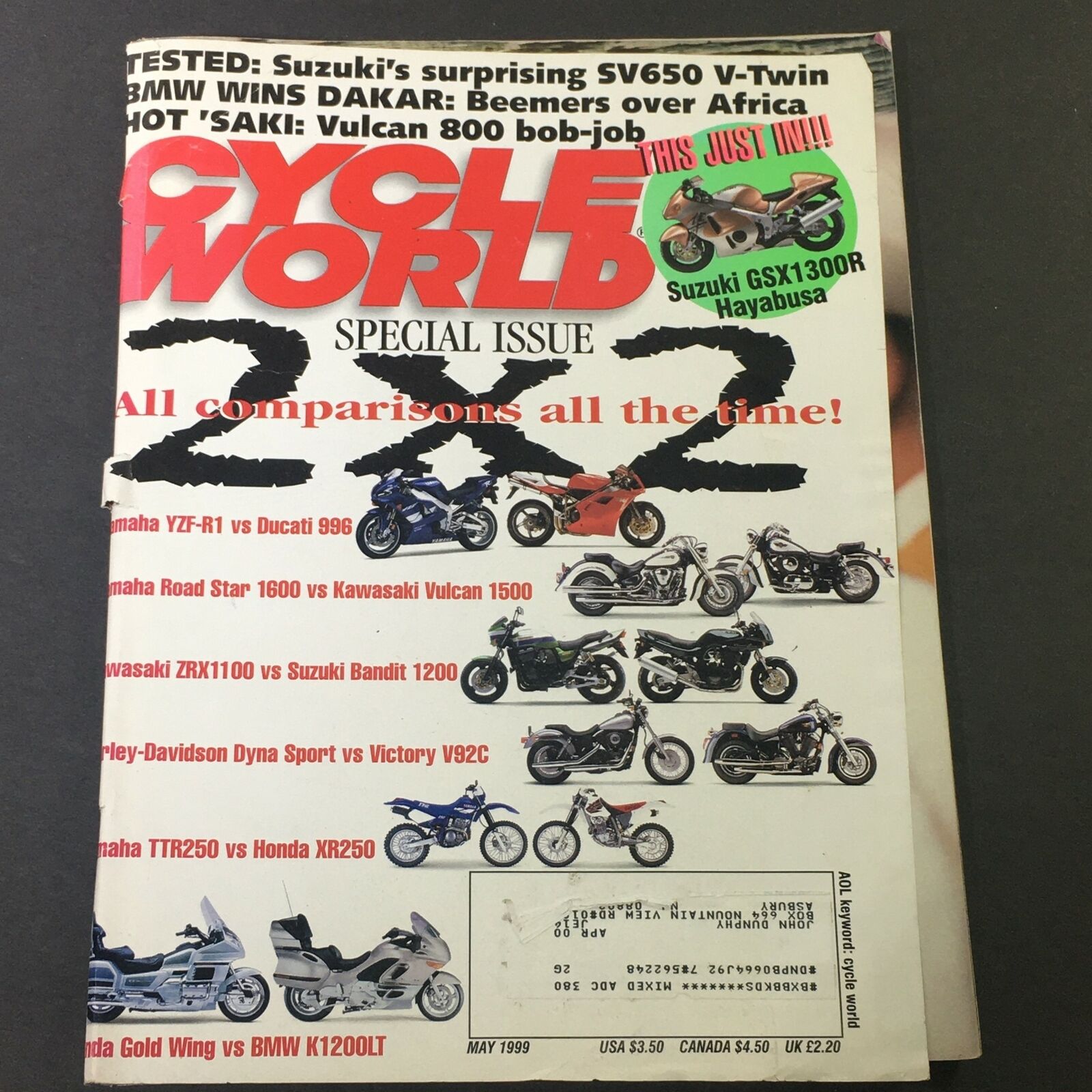 Cycle World Magazine May 1999 - Yamaha YZF-R1 vs Ducati 996 2 x 2 Comparisons