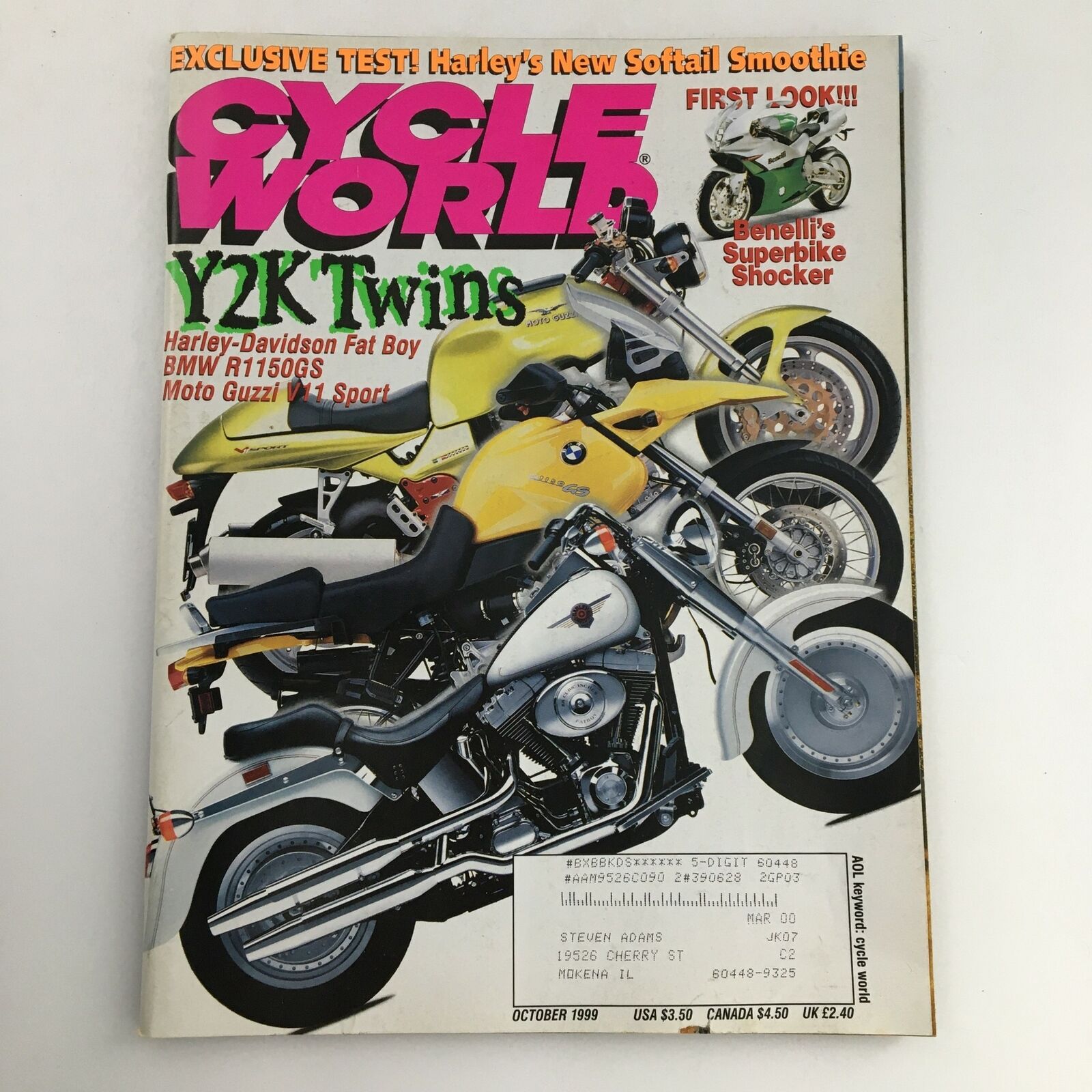 Cycle World Magazine October 1999 Harley-Davidson Fat Boy & BMW R1150GS Y2K Twin