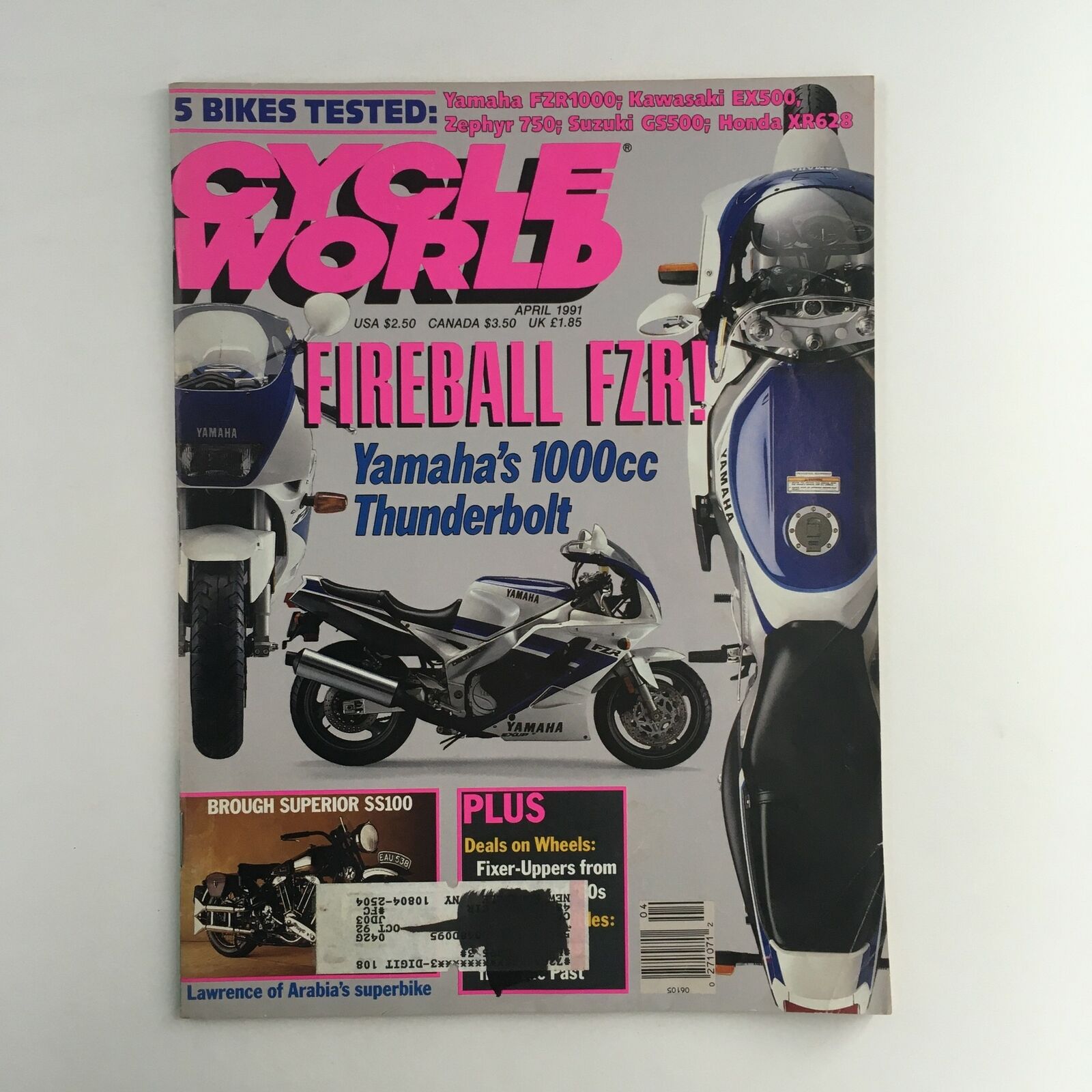 Cycle World Magazine April 1991 Yamaha 1000cc Thunderbolt & Brough Superior S100