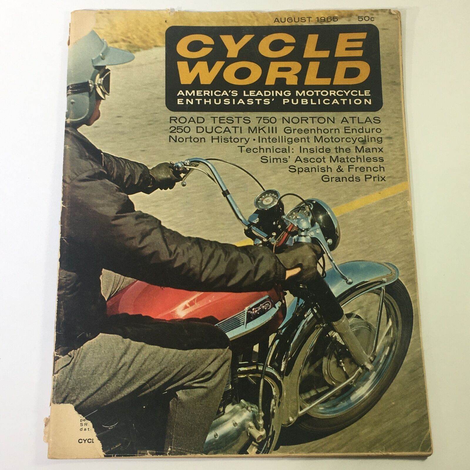 VTG Cycle World Magazine August 1965 - Norton Atlas / 250 Ducati / MKII Tests