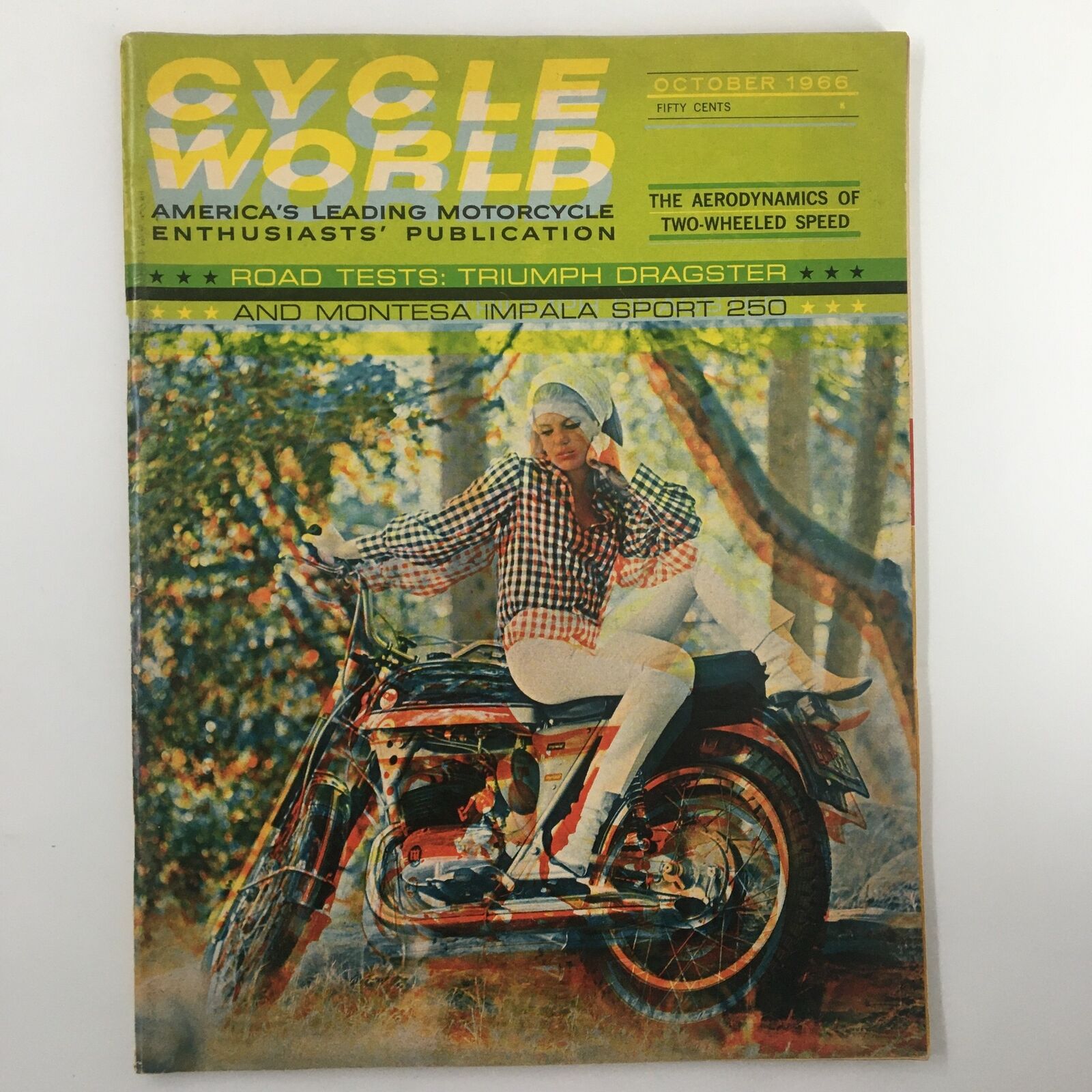 VTG Cycle World Magazine October 1966 Triumph Dragster & Montesa Impala No Label